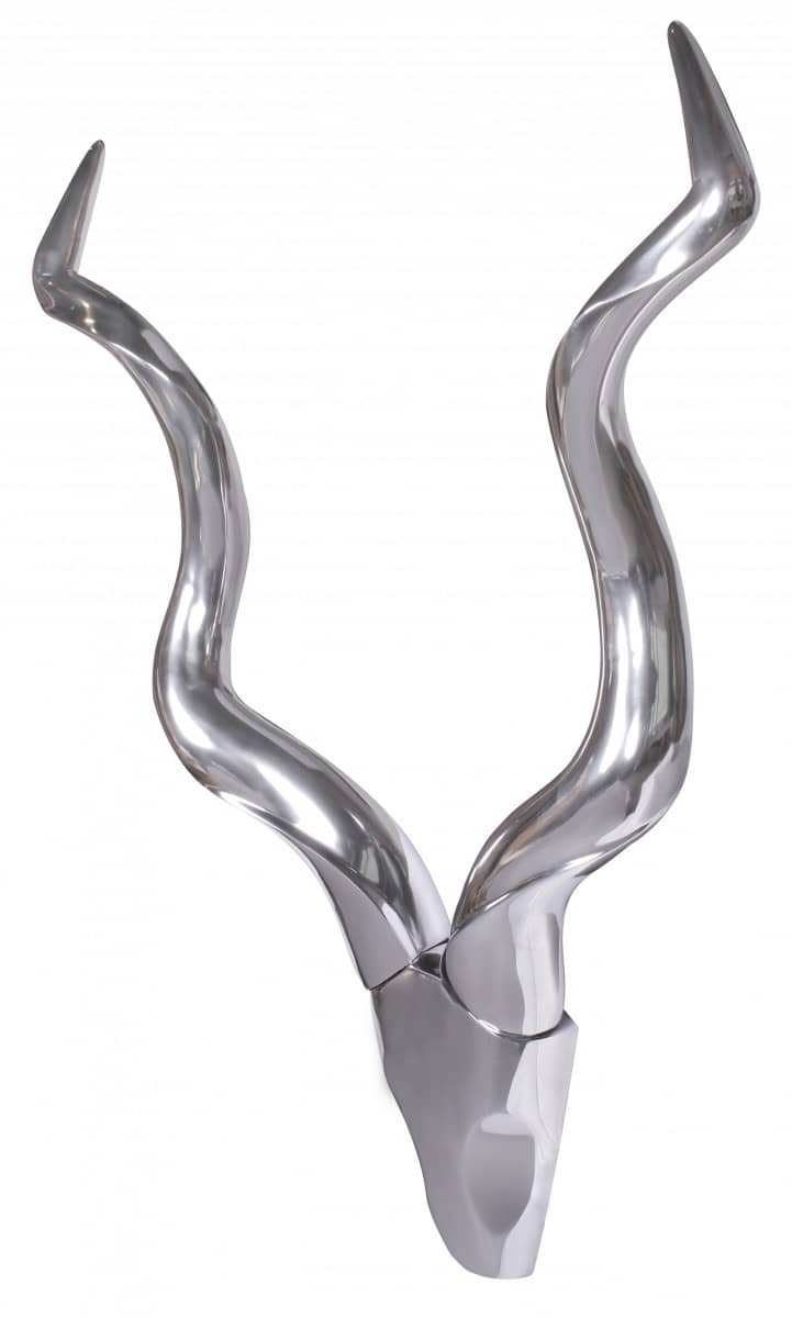 32584-Wohnling-Deko-Hirschgeweih-L-Aluminium-silbern-WL1 Deko Hirschgeweih L Aluminium Wanddeko 80 cm Landhausstil Silber Metall modern