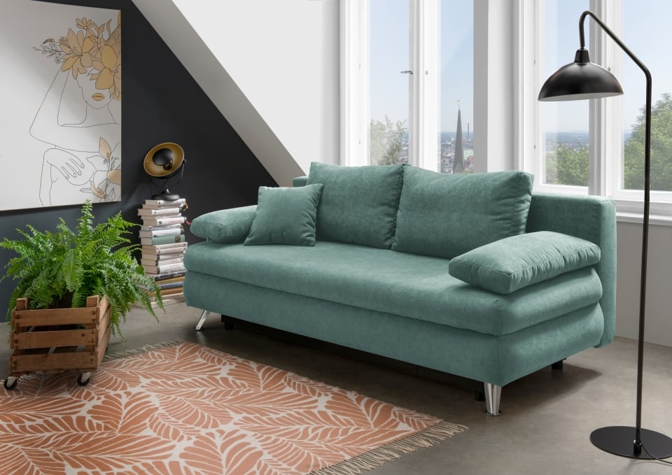 Benformato_Altona_2FBK_3613_F06-1 Sofa Altona in erfrischendem Mint: Schlaffunktion & Bettkasten von Benformato