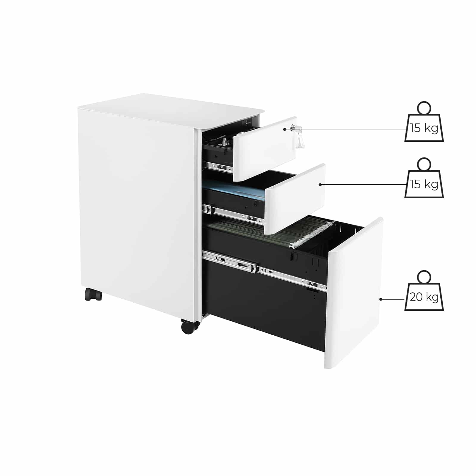 Büroschrank mit Rollen und Schloss-B34OFC030W01 Büroschrank mit Rollen und Schloss-B34OFC030W01
