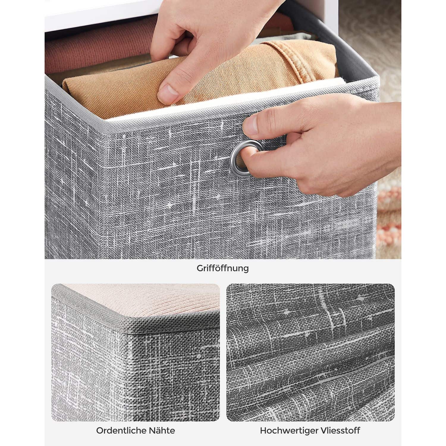 Aufbewahrungsbox 26cm 6er-Set grau meliert