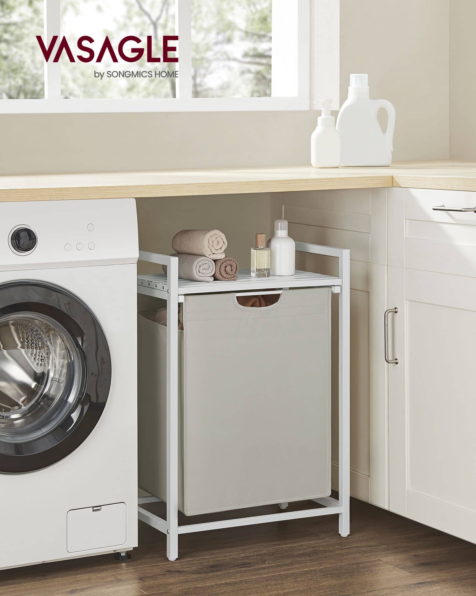 Wäschekorb, Wäschesammler mit Ablage, Wäschesack Wäschekorb, Wäschesammler mit Ablage, Wäschesack