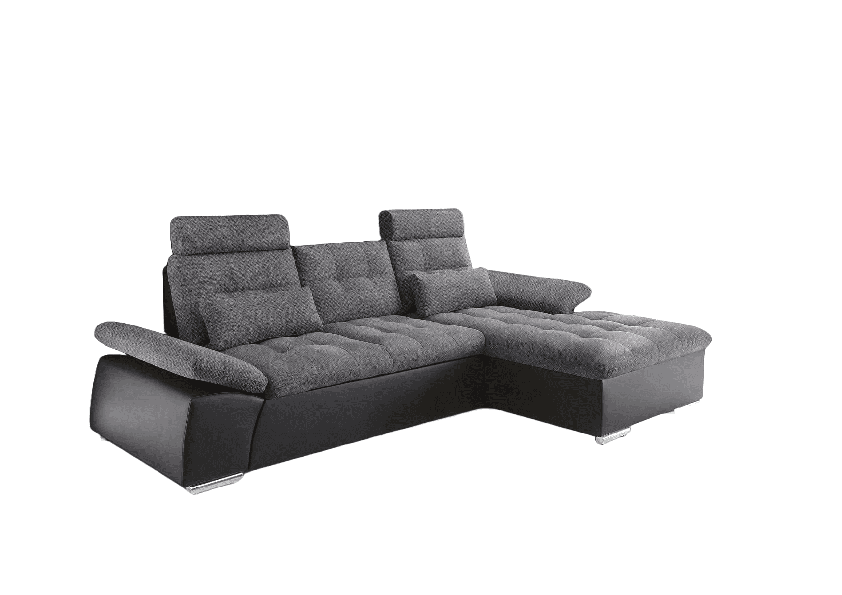 Ecksofa Jakarta Schwarz | Anthrazit – Modernes Sofa mit Schlaffunktion & verstellbaren Armlehnen