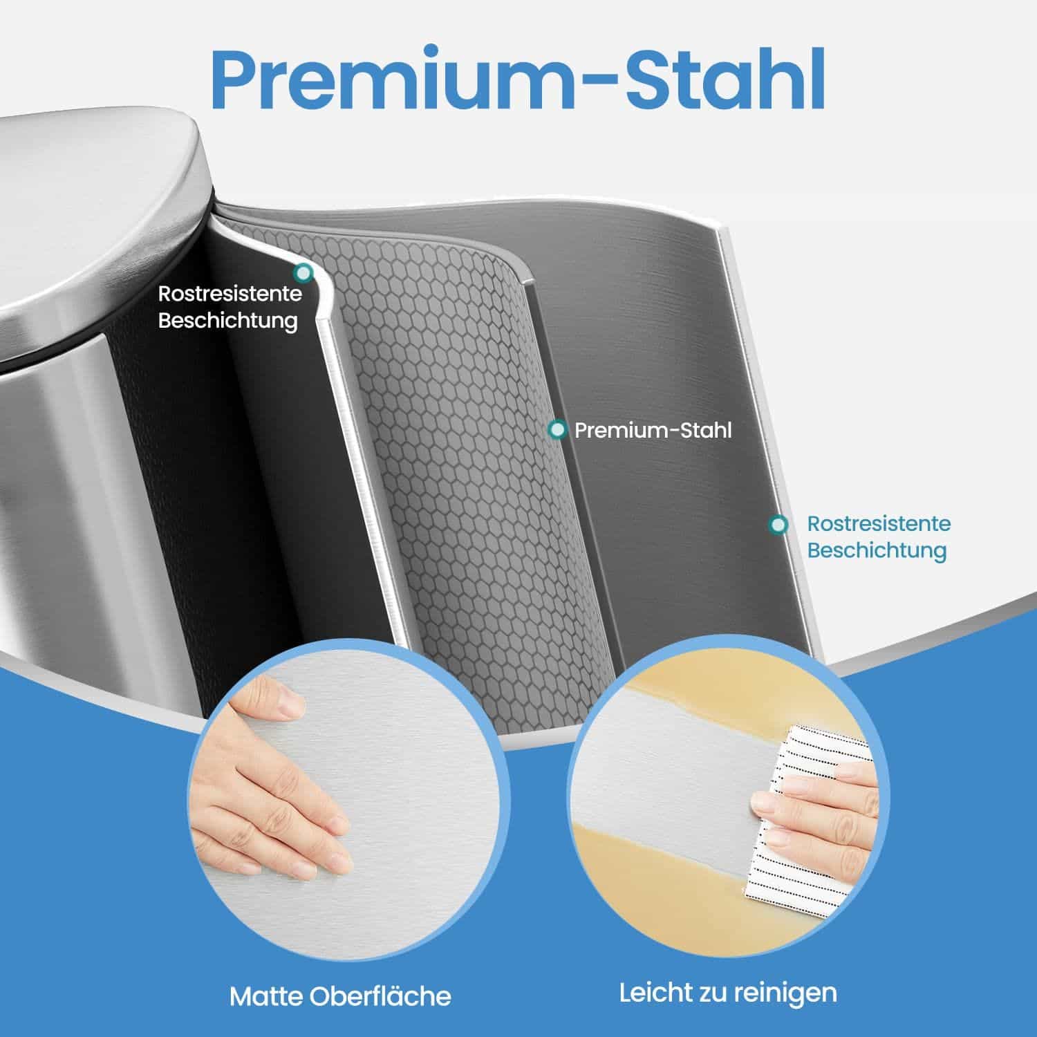 Mülleimer 50 L, Abfalleimer für die Küche, Küchentreteimer mit Deckel und Inneneimer Mülleimer 50 L, Abfalleimer für die Küche, Küchentreteimer mit Deckel und Inneneimer