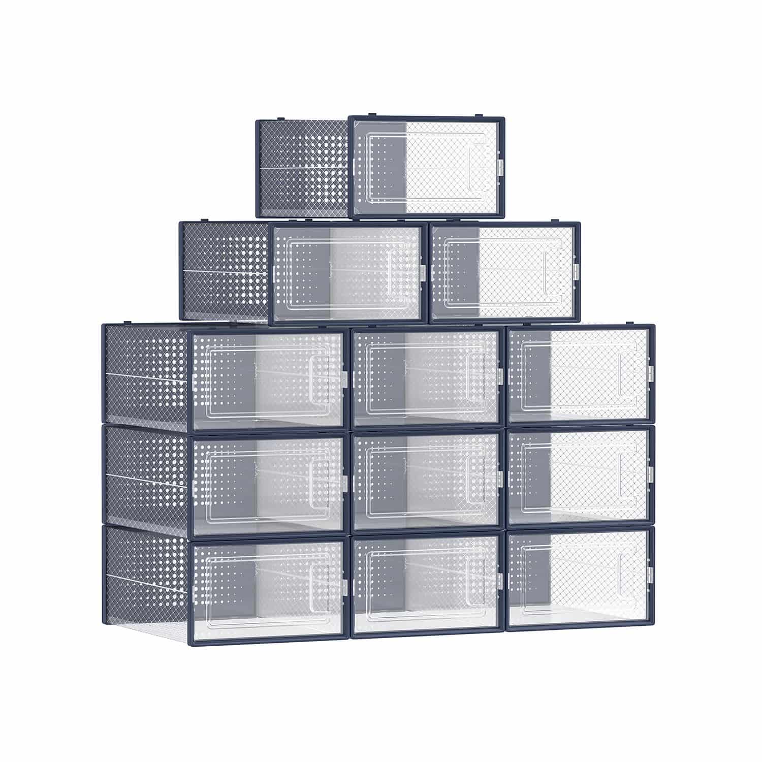 Schuhboxen 12er Set transparent-anthrazitblau-LSP12SB30 Schuhboxen 12er Set transparent-anthrazitblau-LSP12SB30
