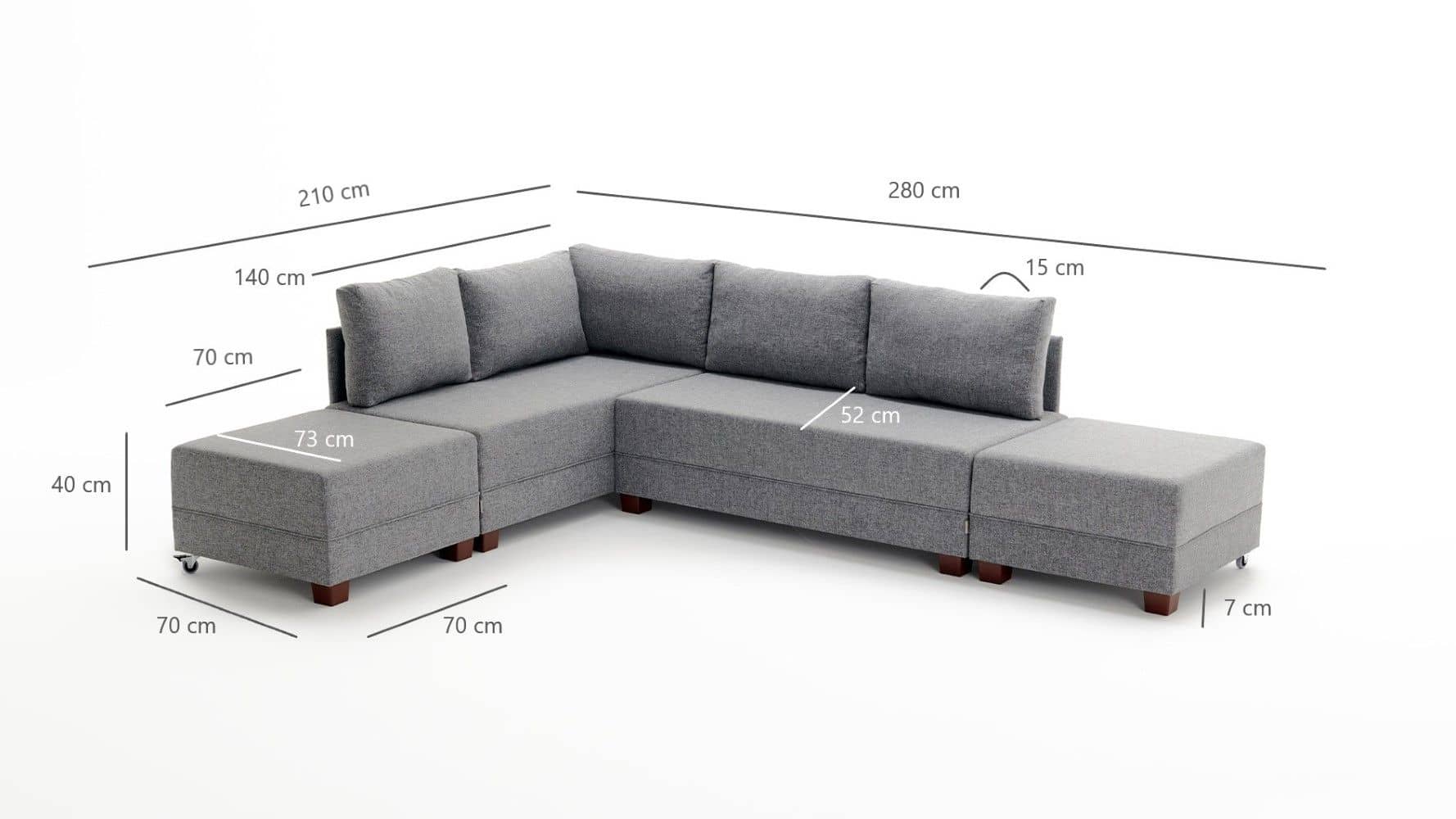 Ecksofa Fly mit rollbarer Schlaffunktion Ecksofa Fly mit rollbarer Schlaffunktion