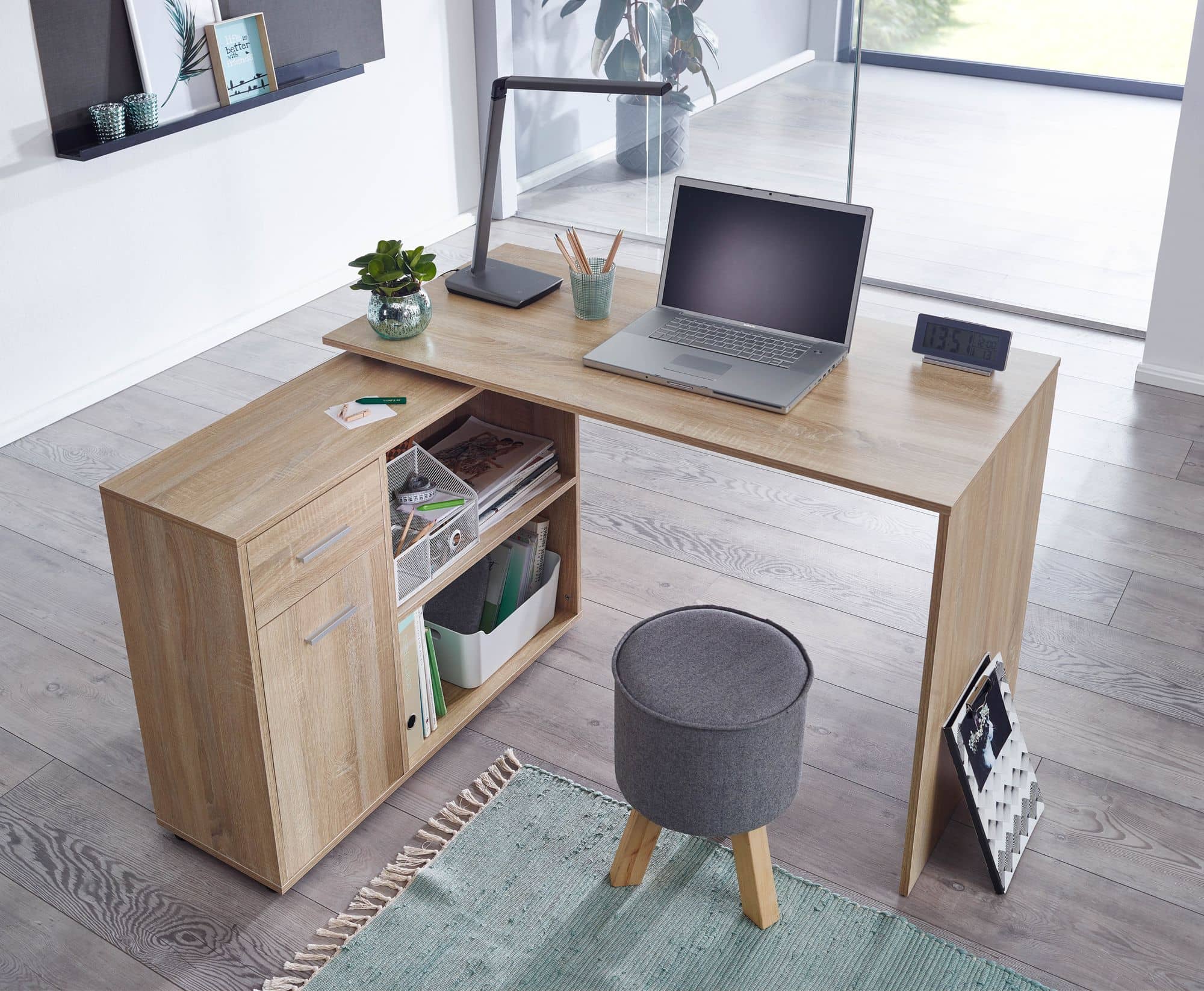 45940-WOHNLING-Design-Schreibtisch-mit-Regal-Eckschreibtisch-Sonoma-Moderner-Buerotisch-Computertisch-Arbeitszimmer-Winkelschreibtisch-Home-Office-WL5-304-WL5-304_4 Design Eckschreibtisch mit Regal Sonoma 120 x 75,5 x 106,5 cm