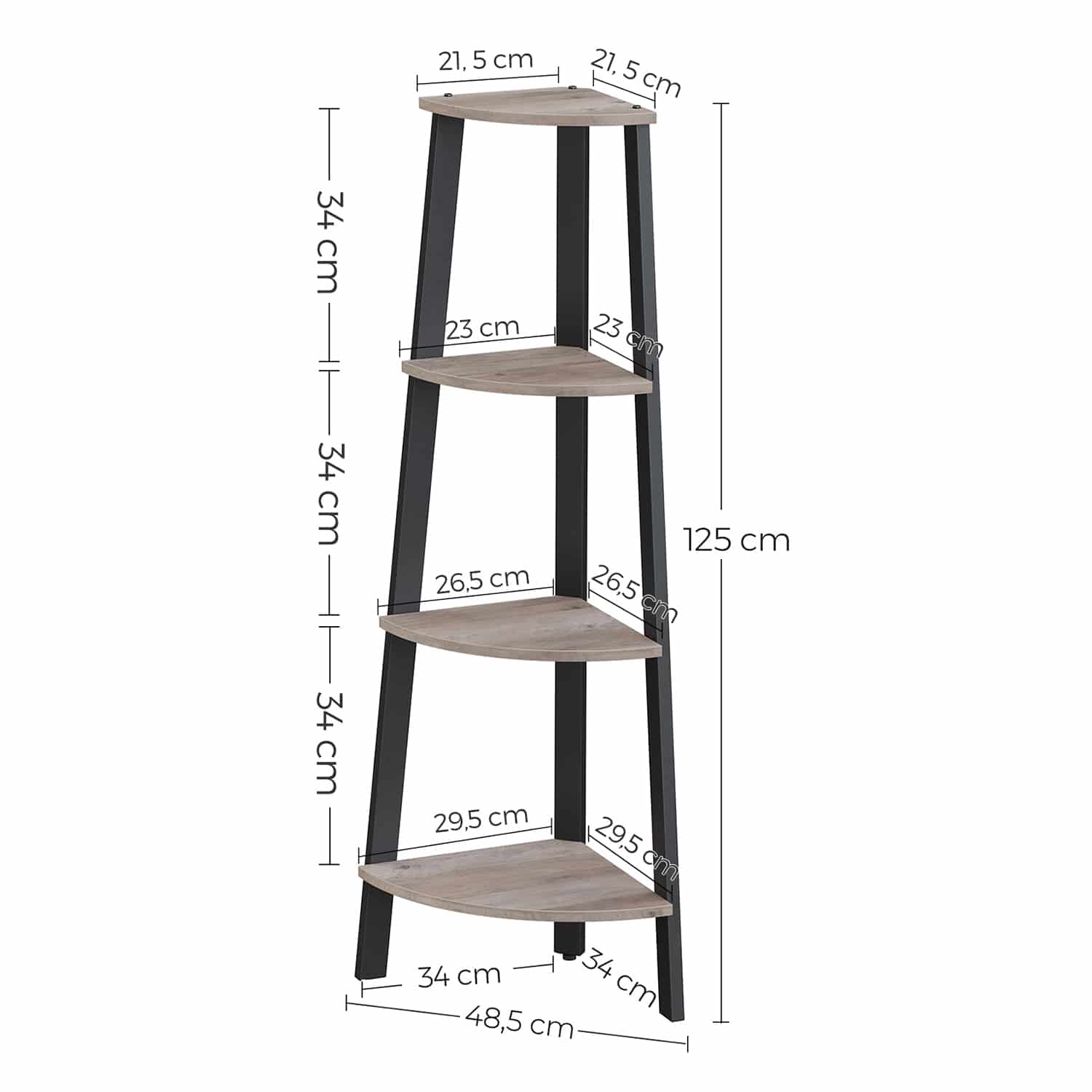 ULLS034M01-6-1 Eckregal mit 4 Ablagen