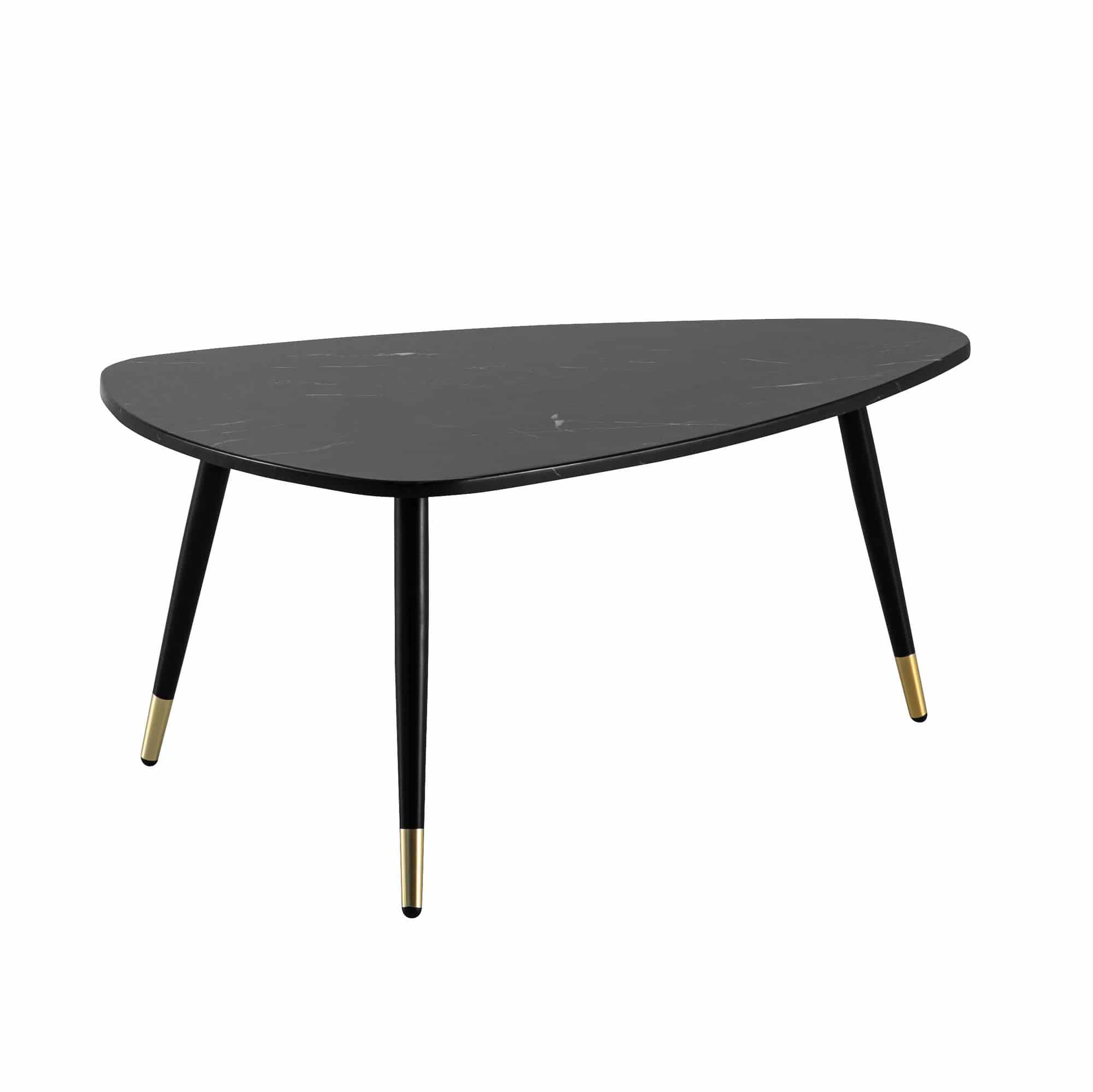 Couchtisch 90×60×41 cm – Schwarz Marmoroptik, Metallgestell Couchtisch 90×60×41 cm – Schwarz Marmoroptik, Metallgestell