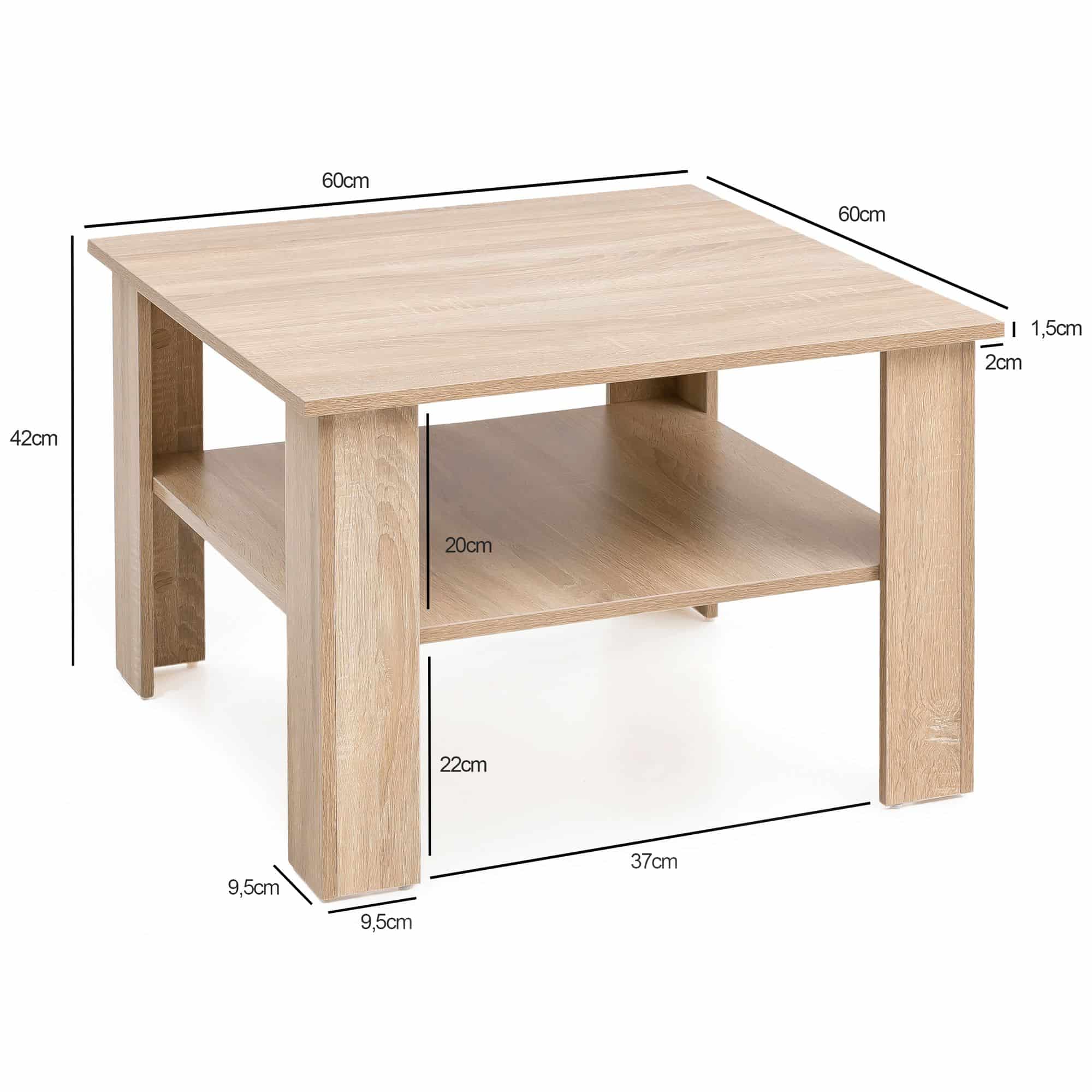 48493-WOHNLING-Couchtisch-GINA-60x60x42-cm-Sonoma_3 Couchtisch WL5.833 Sonoma Eiche 60x42x60 cm Design Holztisch mit Ablage