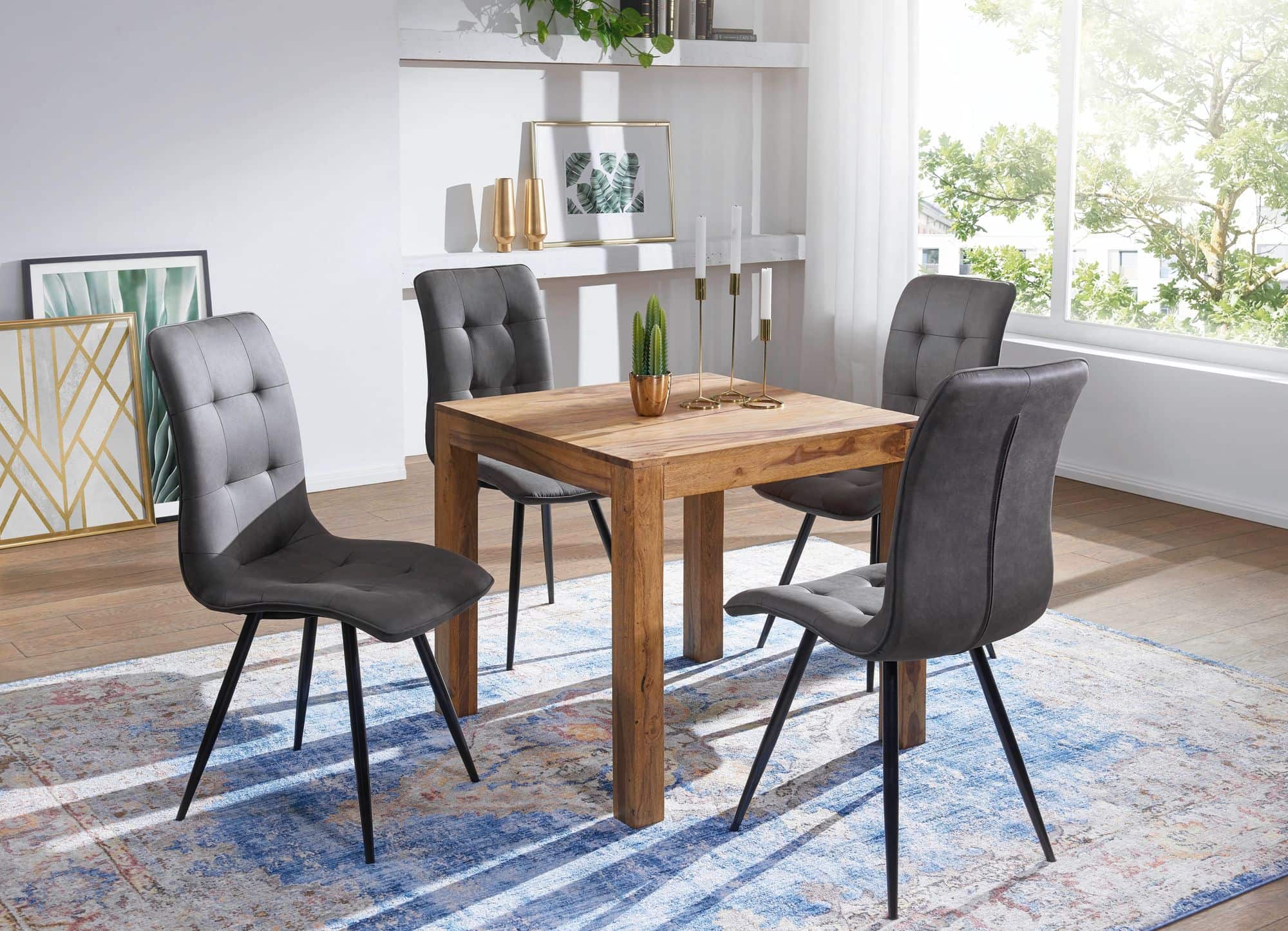 34329-WOHNLING-Esstisch-MUMBAI-Massivholz-Sheesha_3X1kBb1JwF0KvB Esstisch MUMBAI Massivholz Sheesham 80 cm Esszimmer-Tisch Holztisch Design Küchentisch Landhaus-Stil dunkel-braun