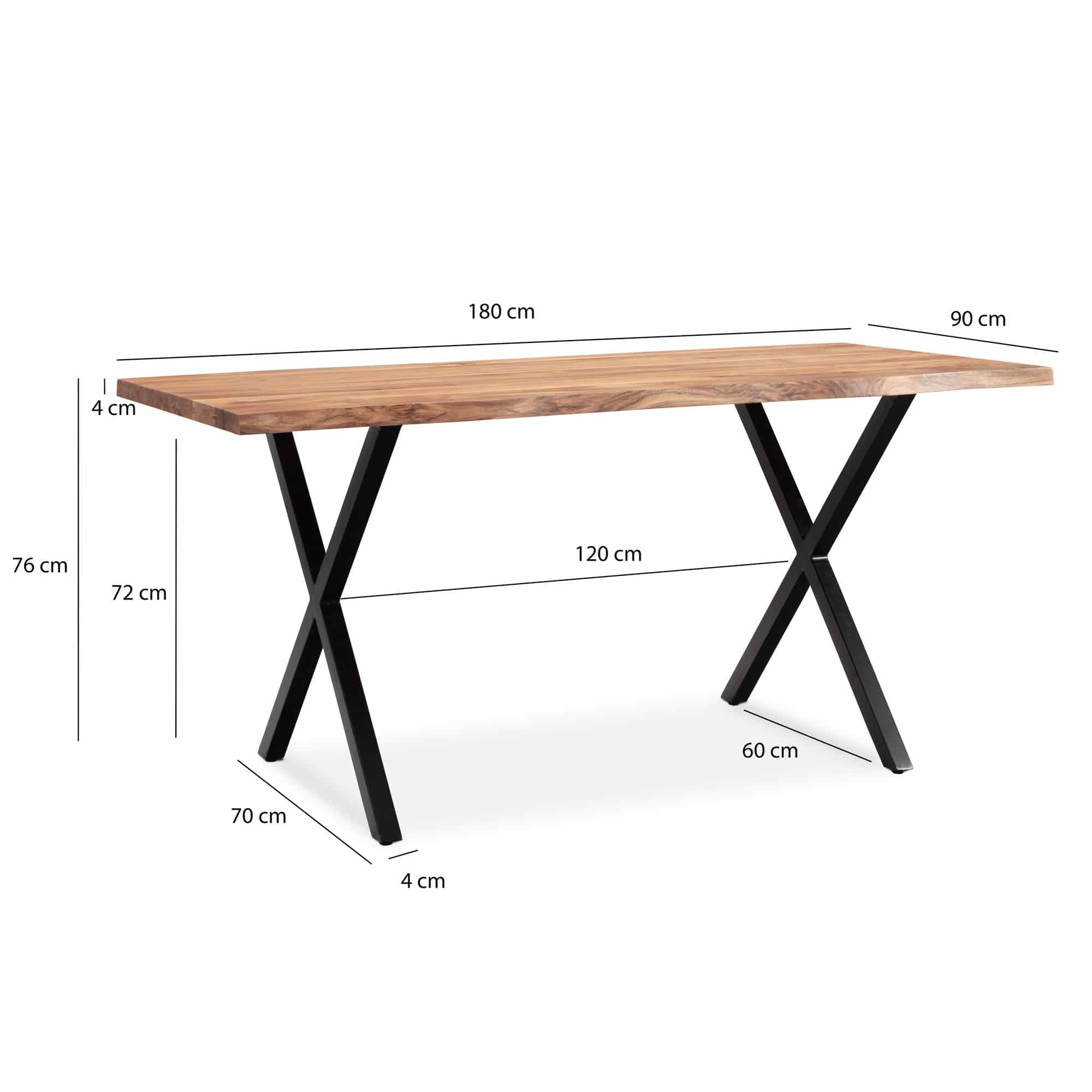 Schreibtisch 180x90x76 cm Akazie Massivholz / Metall Computertisch Baumkante Schreibtisch 180x90x76 cm Akazie Massivholz / Metall Computertisch Baumkante