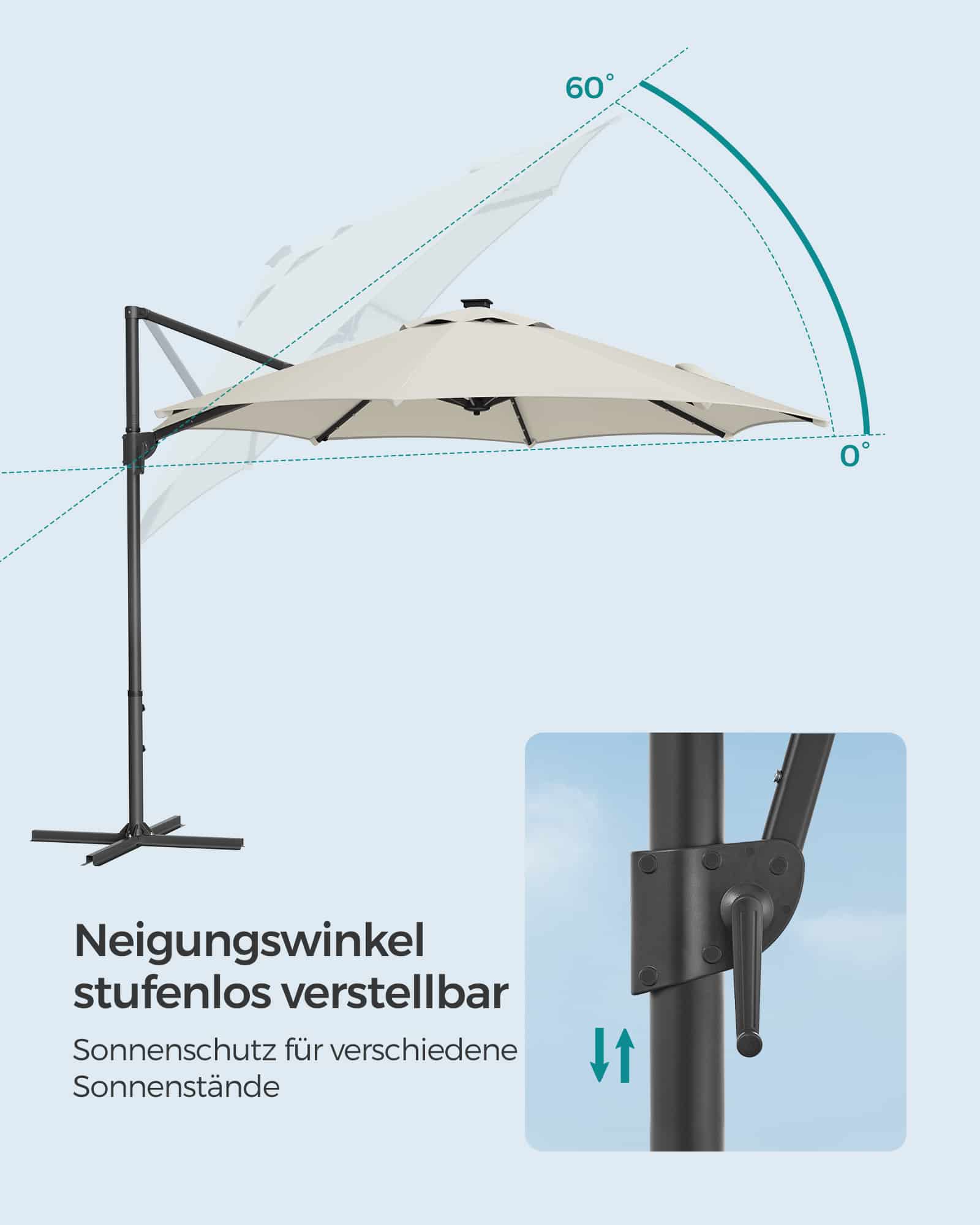 Sonnenschirm UPF 50+ um 360° drehbar Sonnenschirm UPF 50+ um 360° drehbar