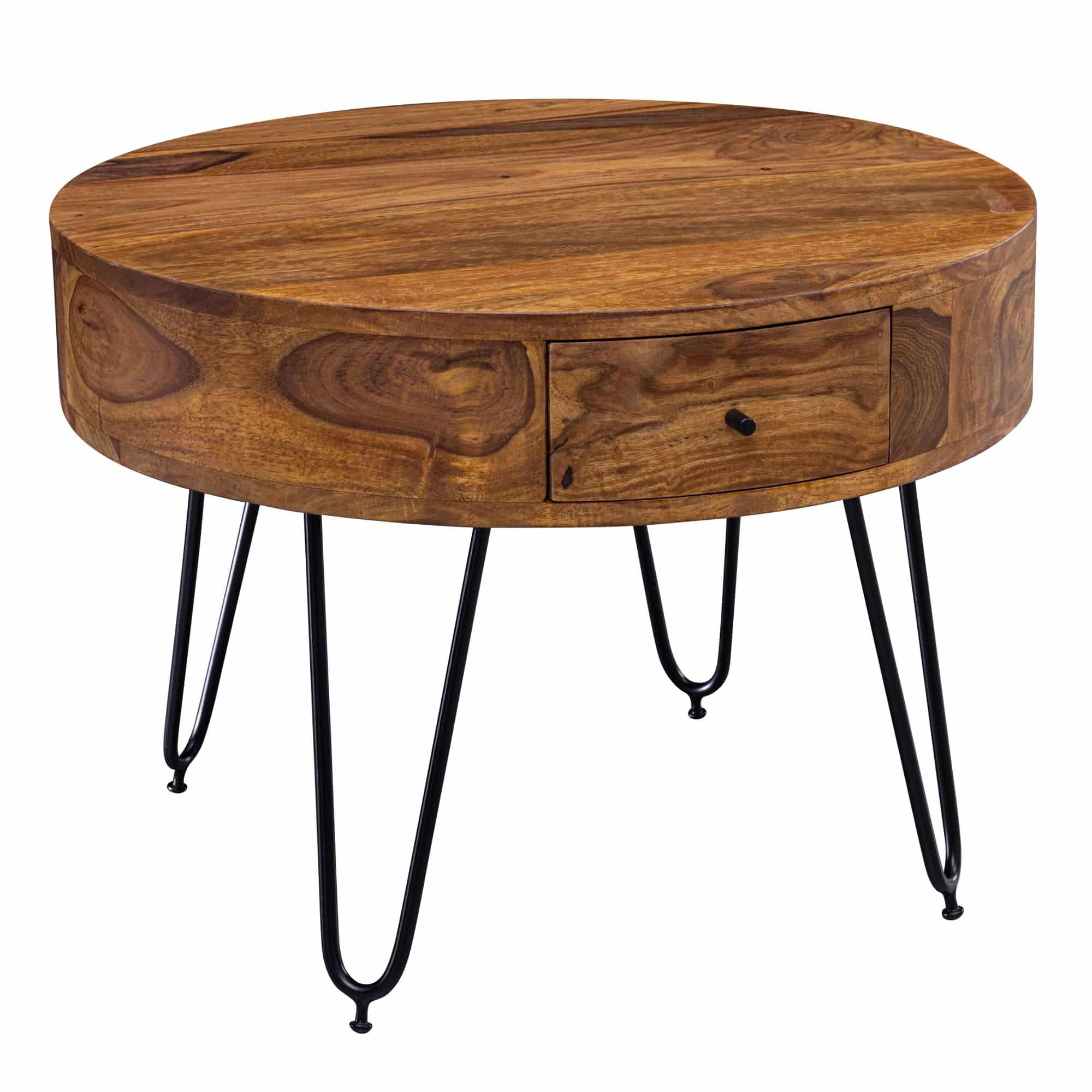 51989-WOHNLING-Couchtisch-Sheesham-Massivholz-Metall-60x42x60-cm-Tisch-Wohnzimmer-Design-Beistelltisch-mit-Schubladen-Kleiner-Wohnzimmertisch-Rund-Braun-hairpin-legsorientalisch-e_ Couchtisch Sheesham Massivholz / Metall 60x44,5x60 cm Tisch Wohnzimmer