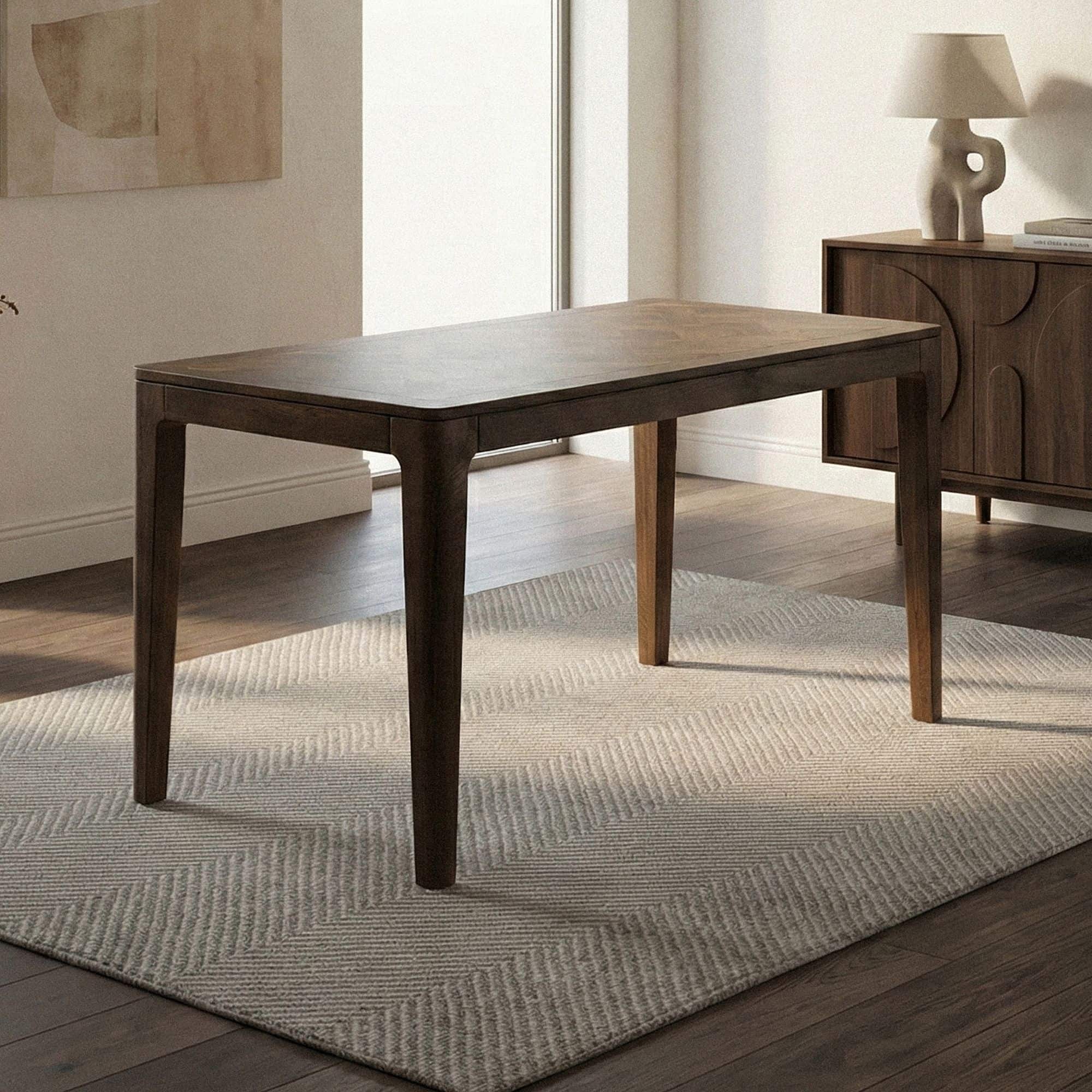 Esstisch Massivholz Mango 120x60 cm Walnuss-Finish - Rechteckiger Esszimmertisch Holz - Küchentisch modern für 6 Personen - Stabiler Holztisch - Tisch für Esszimmer Bistrotisch Handmade