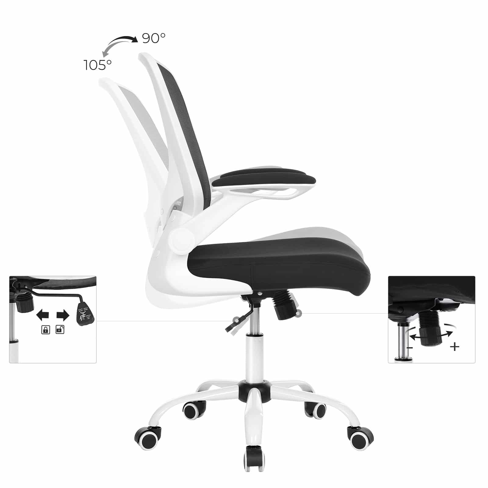 Bürostuhl mit hochklappbaren Armlehnen-B34OBN37WT Bürostuhl mit hochklappbaren Armlehnen-B34OBN37WT