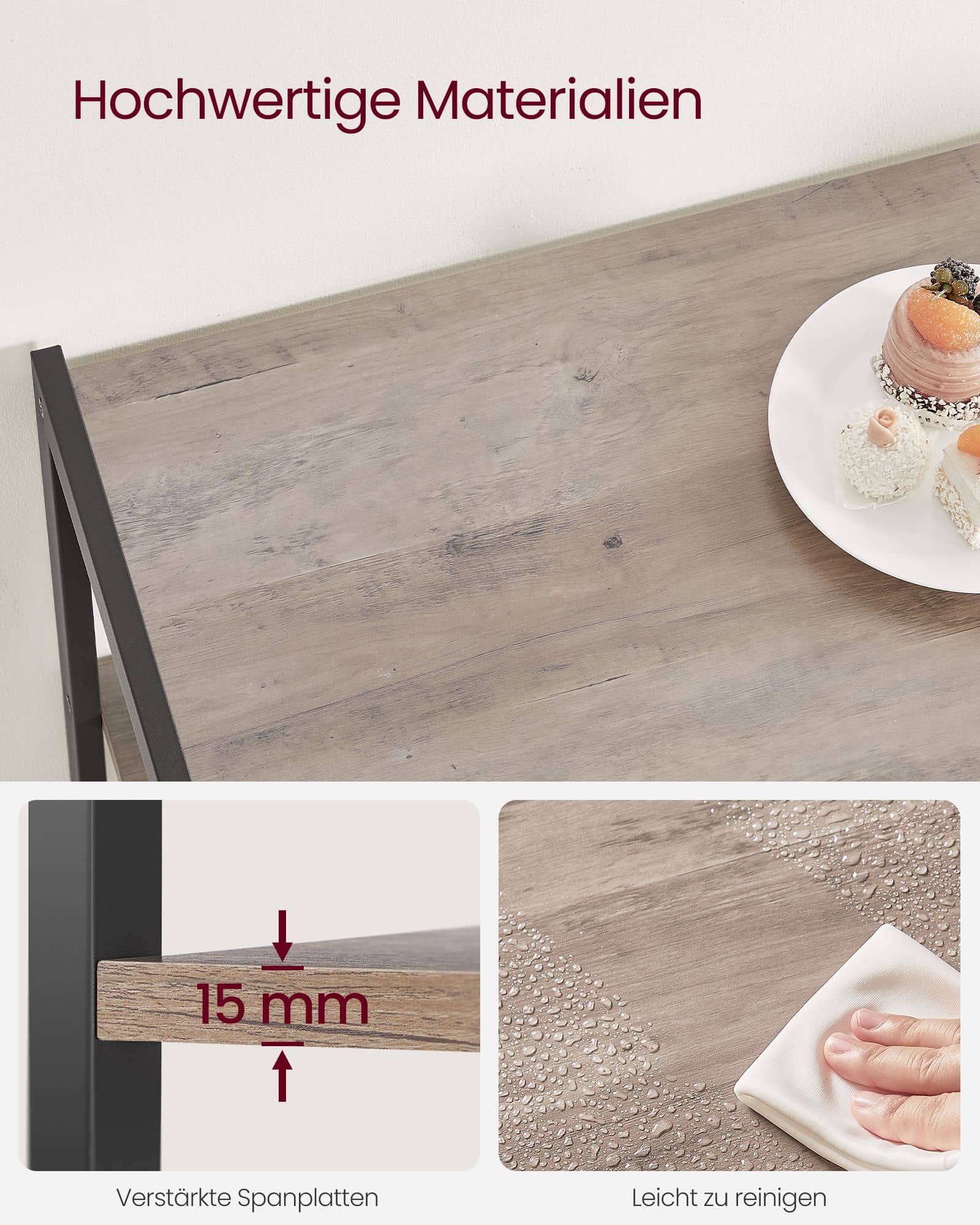 VASAGLE Küchenregal 2 Metallkörbe Greige-Schwarz VASAGLE Küchenregal 2 Metallkörbe Greige-Schwarz