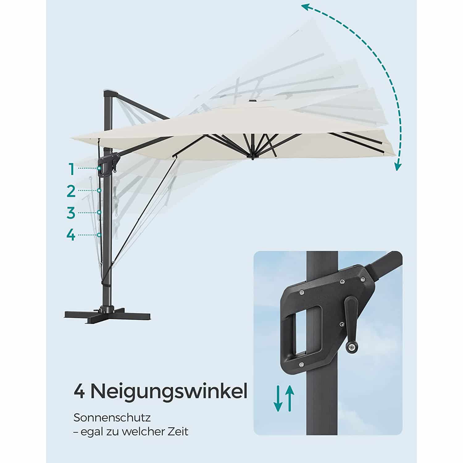 Sonnenschirm Neigungswinkel verstellbar beige Sonnenschirm Neigungswinkel verstellbar beige