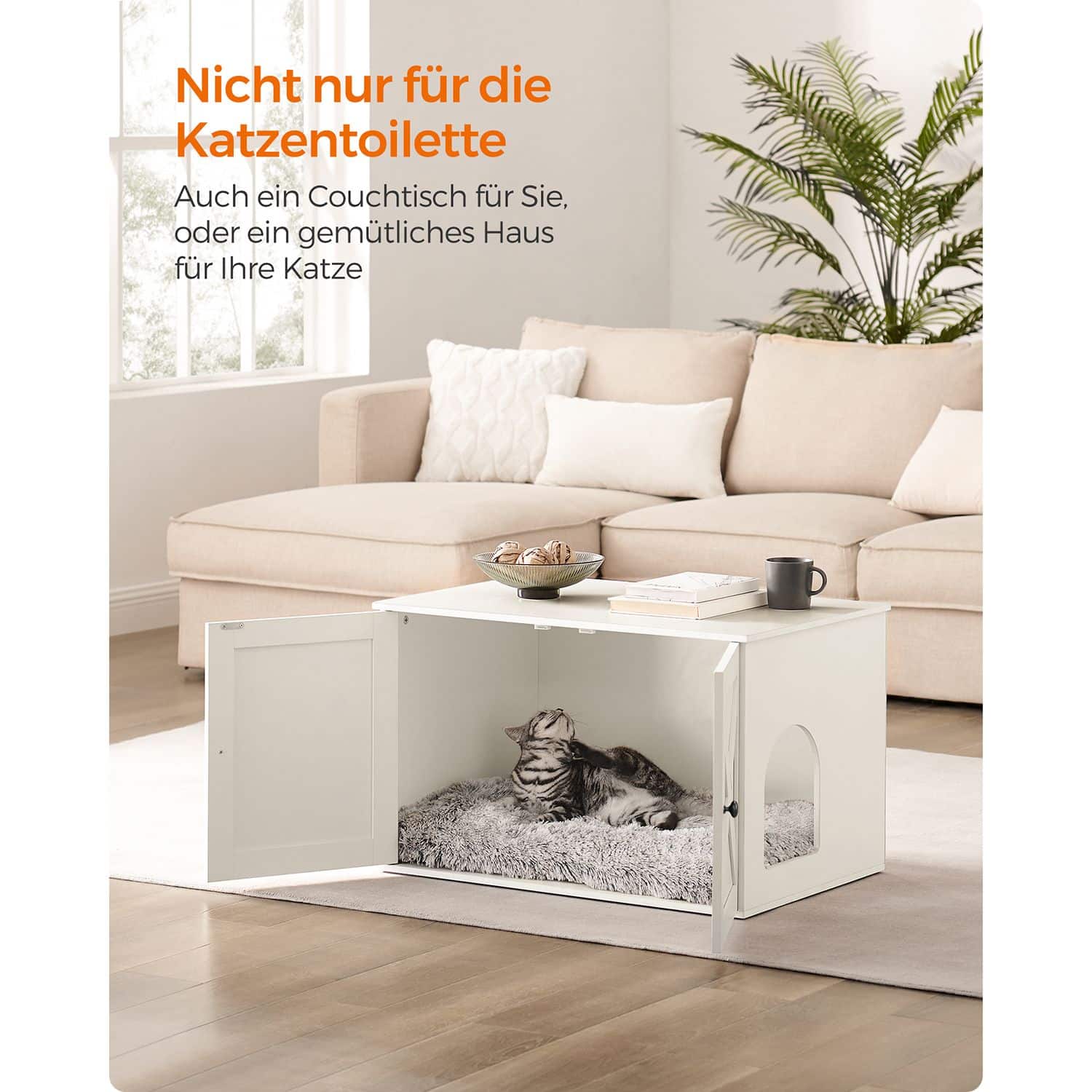 Katzenklo-Schrank mit herausnehmbarer Trennwand-PCL002W01
