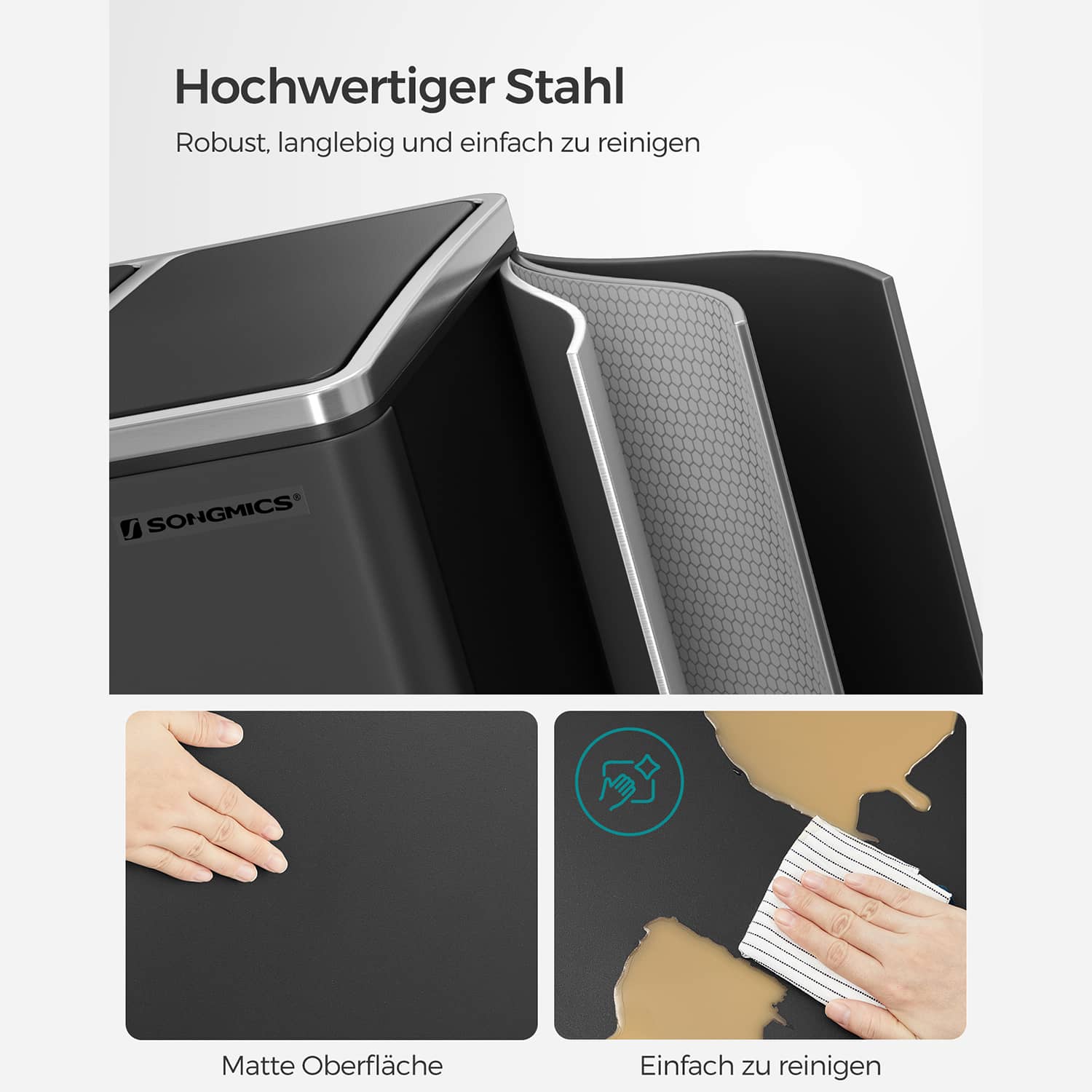 Mülleimer mit 3 Fächern-B34LTB54BK Mülleimer mit 3 Fächern-B34LTB54BK