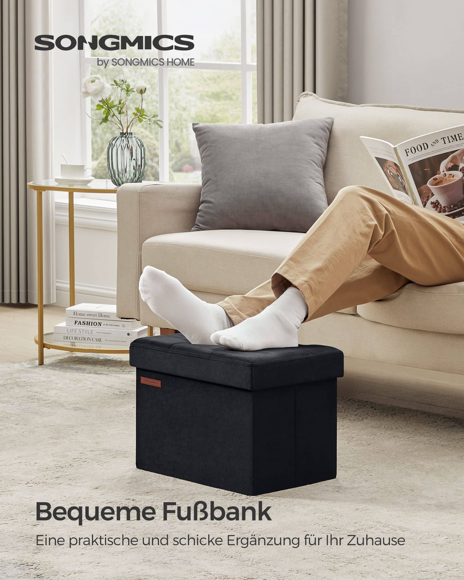 Sitzbank mit Stauraum aus Samt mit Deckel tintenschwarz Sitzbank mit Stauraum aus Samt mit Deckel tintenschwarz