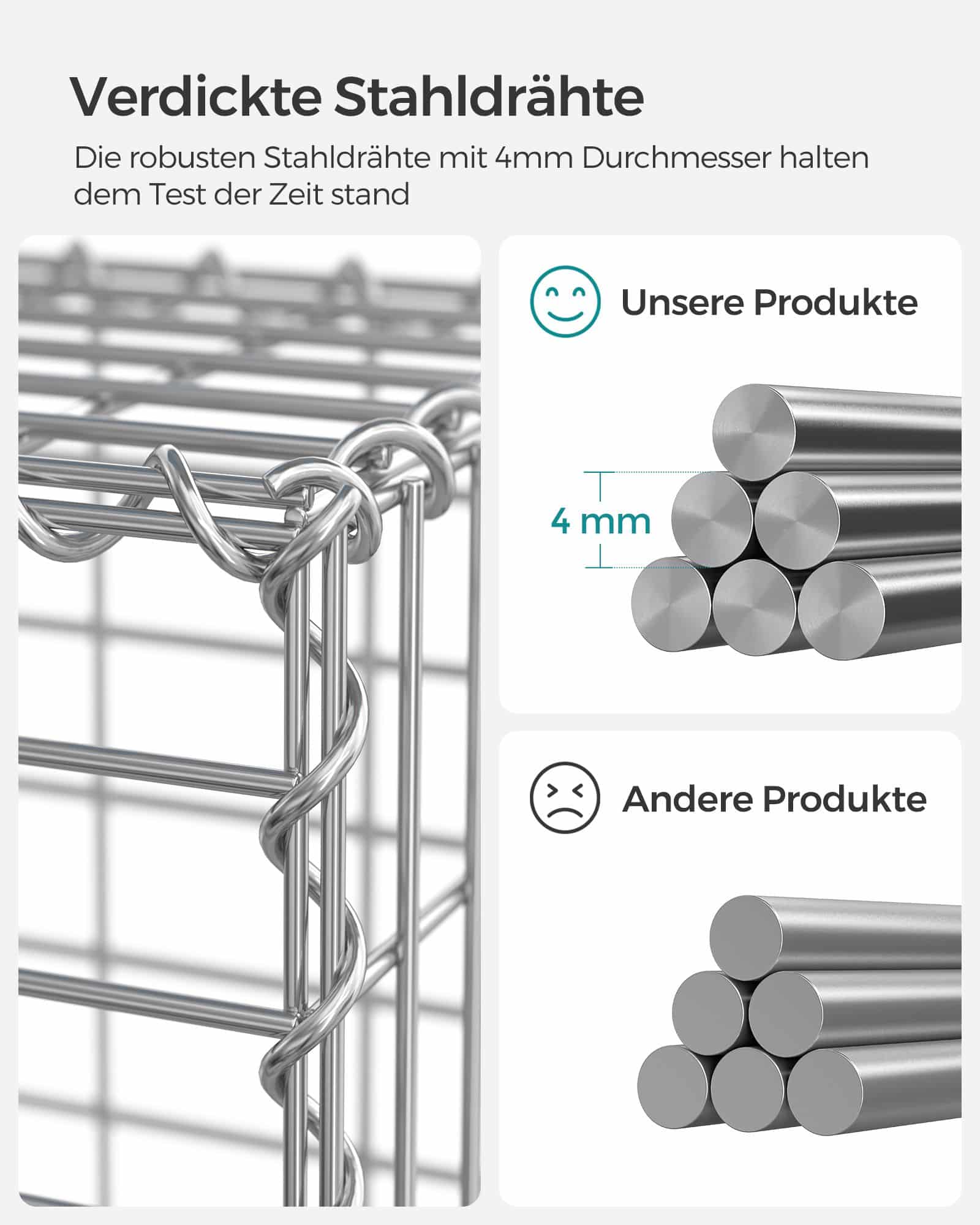 Drahtkorb mit 5 x 10 cm Maschenweite 3er Set silber-B34GGB333V1 Drahtkorb mit 5 x 10 cm Maschenweite 3er Set silber-B34GGB333V1