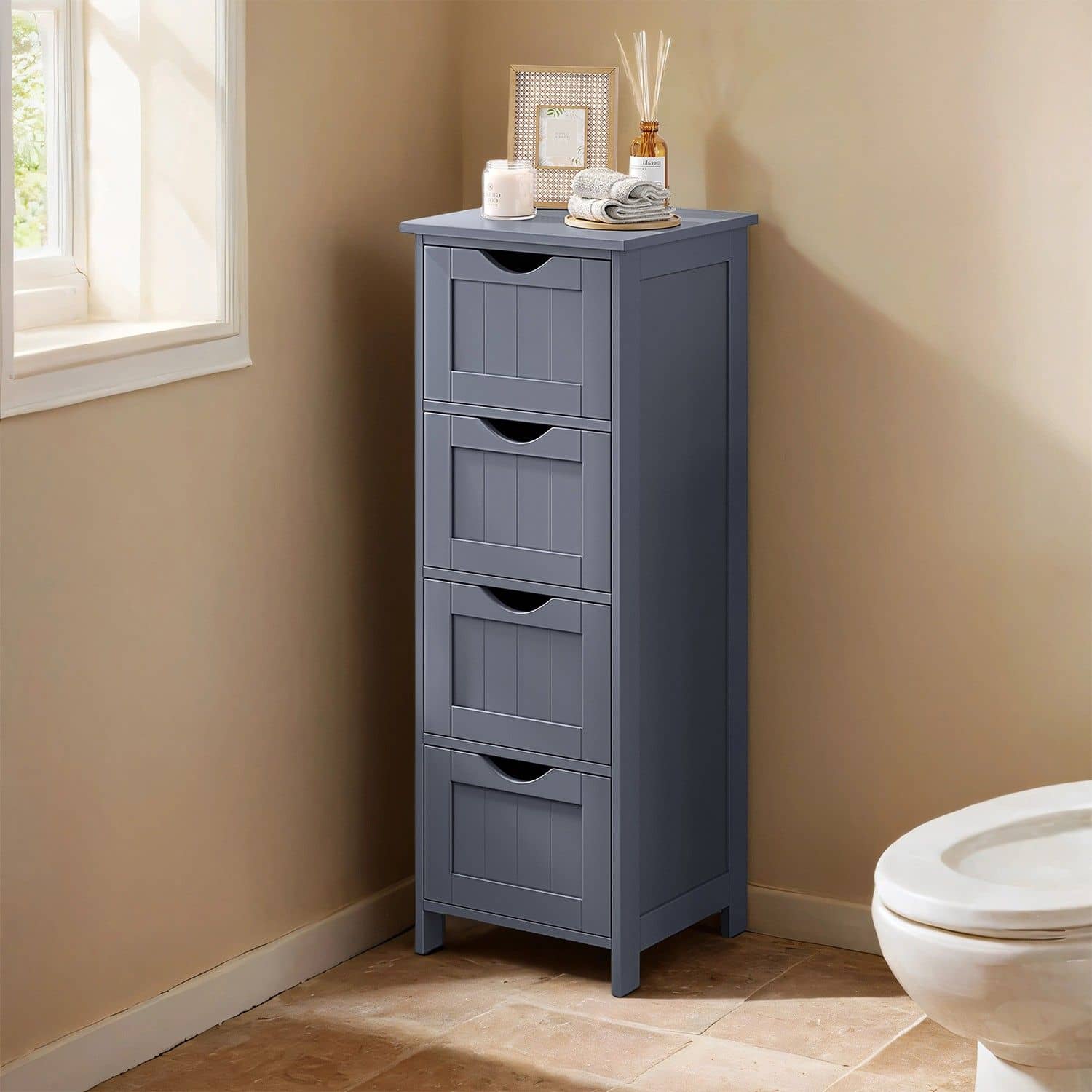 Badezimmerschrank, Badschrank, Beistellschrank mit 4 Schubladen Badezimmerschrank, Badschrank, Beistellschrank mit 4 Schubladen