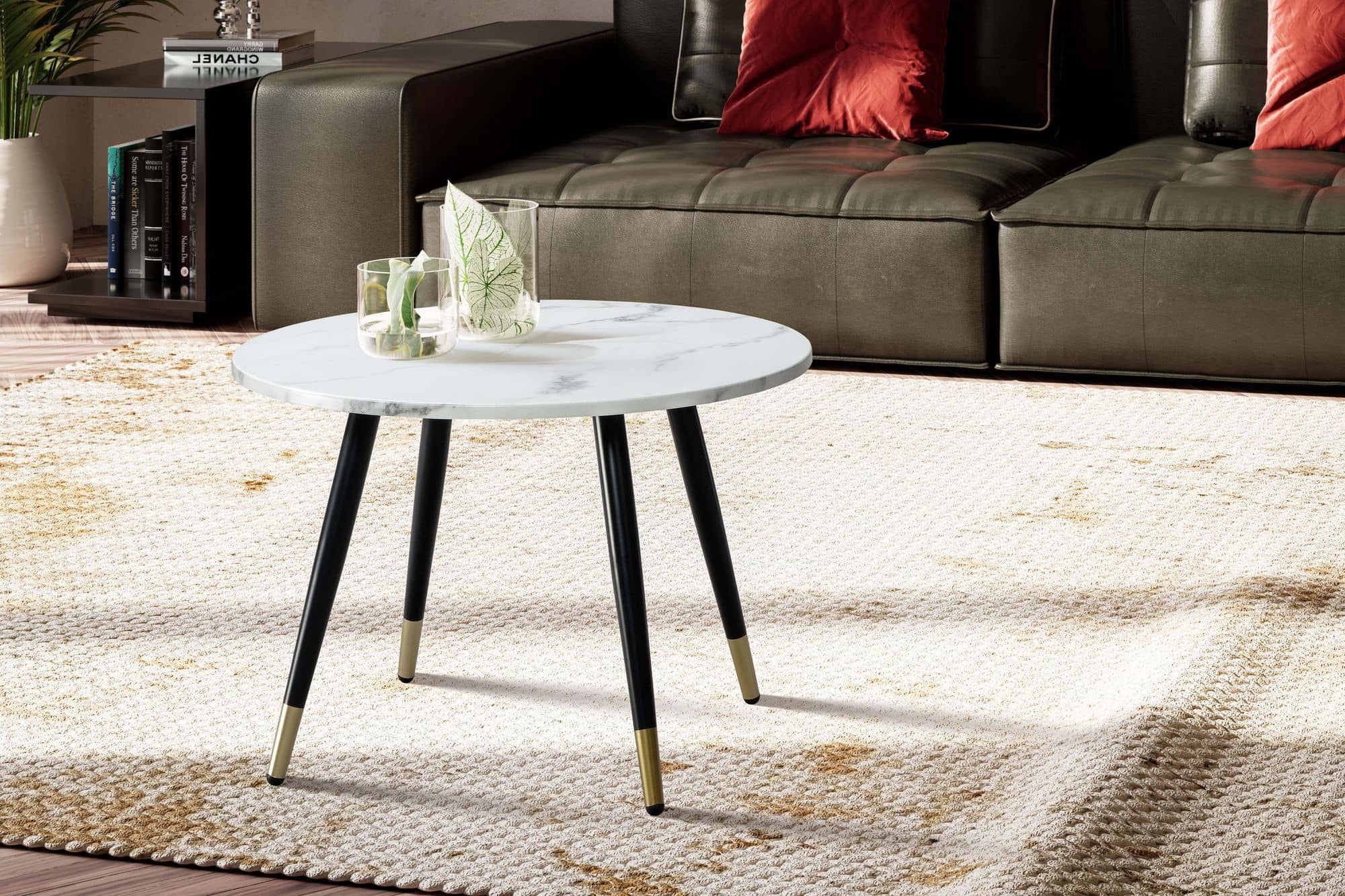 Couchtisch 60x60x41 cm mit Marmor Optik Weiß Modern Couchtisch 60x60x41 cm mit Marmor Optik Weiß Modern