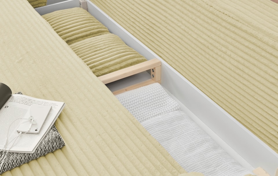 Carla_Ambience_Detail_1 Elegantes Schlafvergnügen: Ed Exciting Design Sofa Carla – Ivory mit Ambience Cord Bezug, Schlaffunktion & Bettkasten