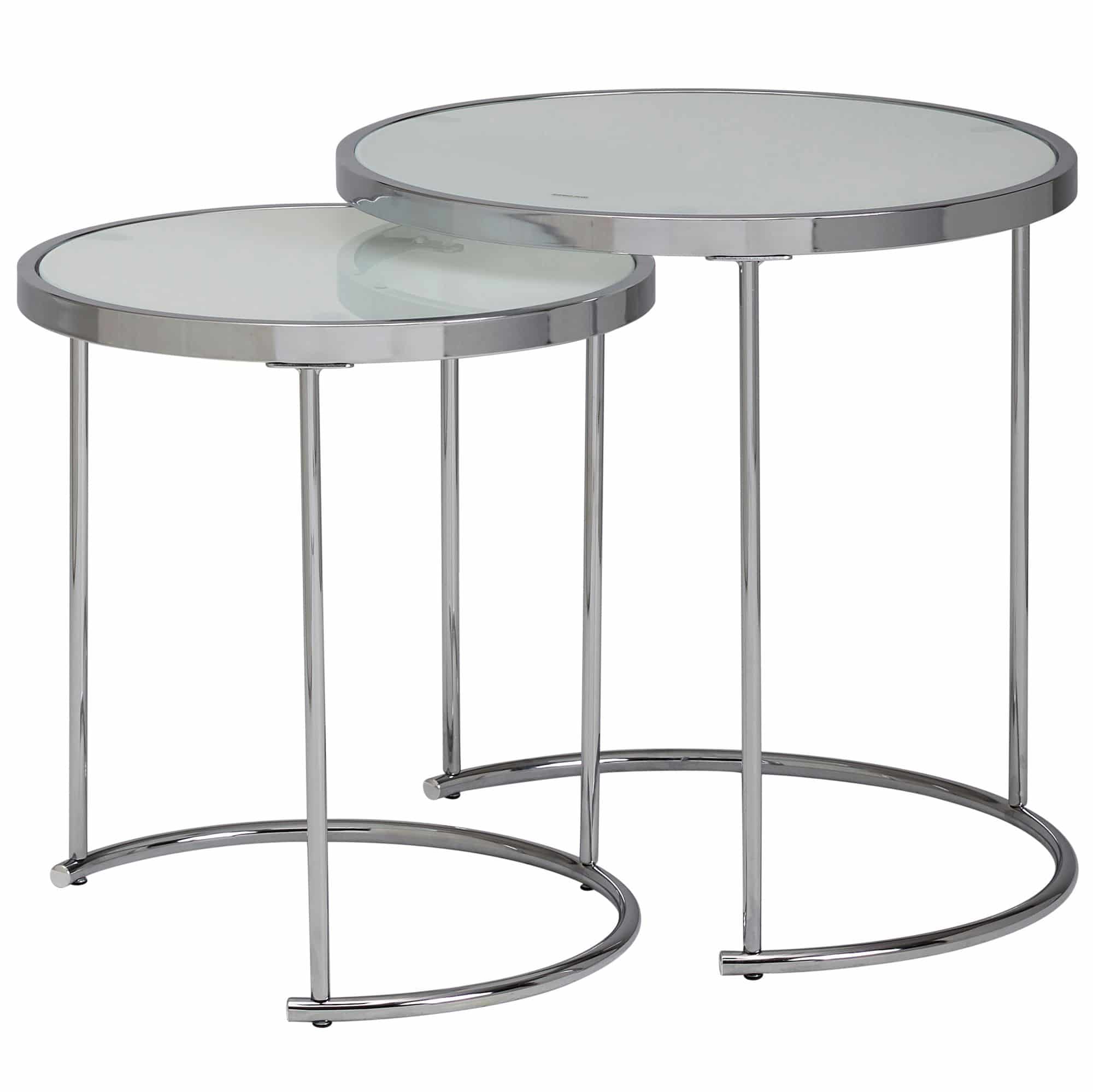 52205-Wohnling-Design-Beistelltisch-Rund-XX-XX-cm-2-teilig-Weiss-Silber-mit-Glasplatte-Wohnzimmertisch-2er-Set-Beistelltisch-Milchglas-Satztisch-WL5-986-WL5-986Xomai1tSeKiRo Design Beistelltisch Rund Ø 50/42 cm - 2 teilig Weiß Silber mit Glasplatte
