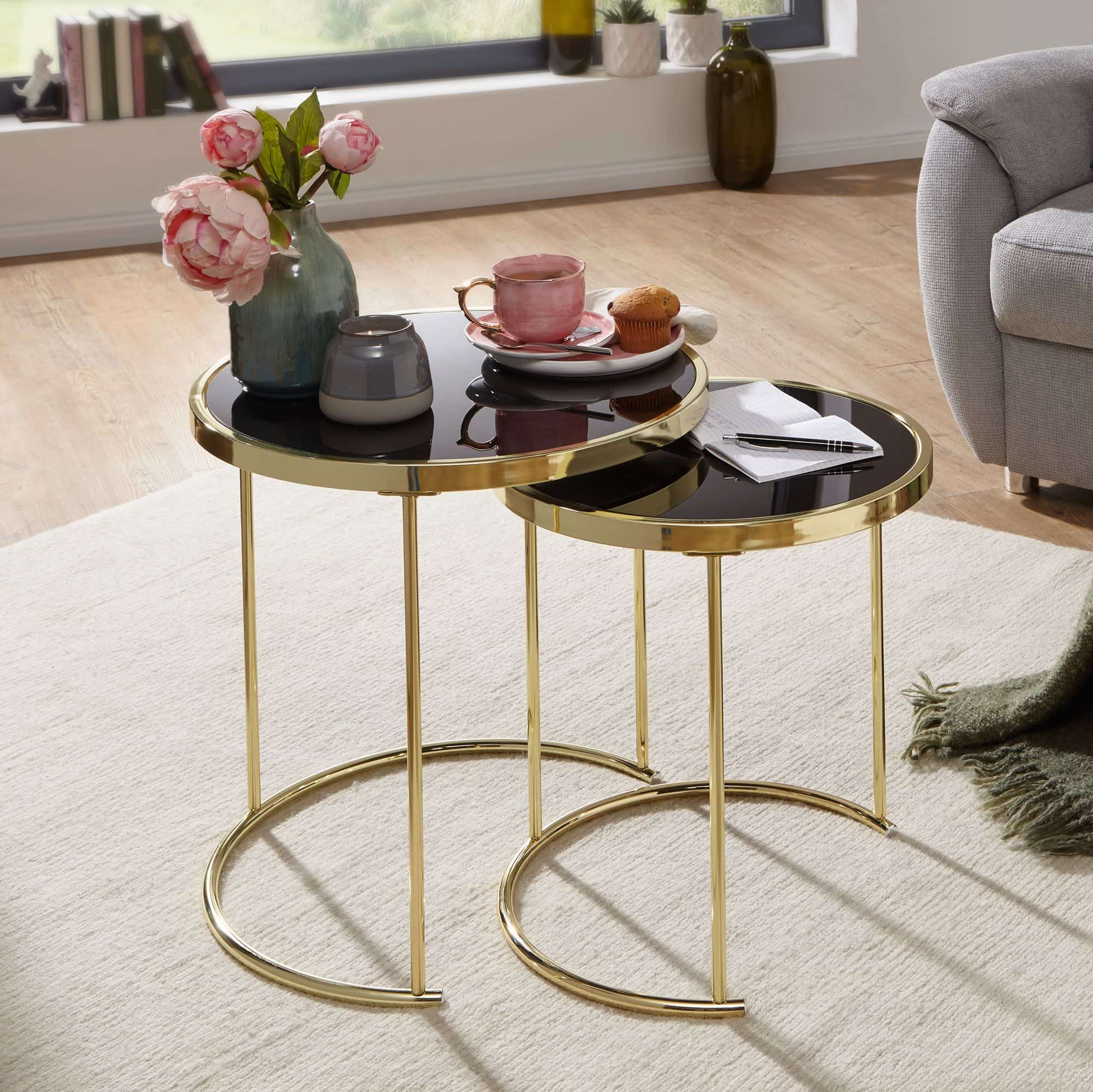 47898-WOHNLING-Satztisch-CORA-Schwarz-Gold-WL5-_1 Design Satztisch COMO Schwarz/Gold Beistelltisch Metall/Glas
