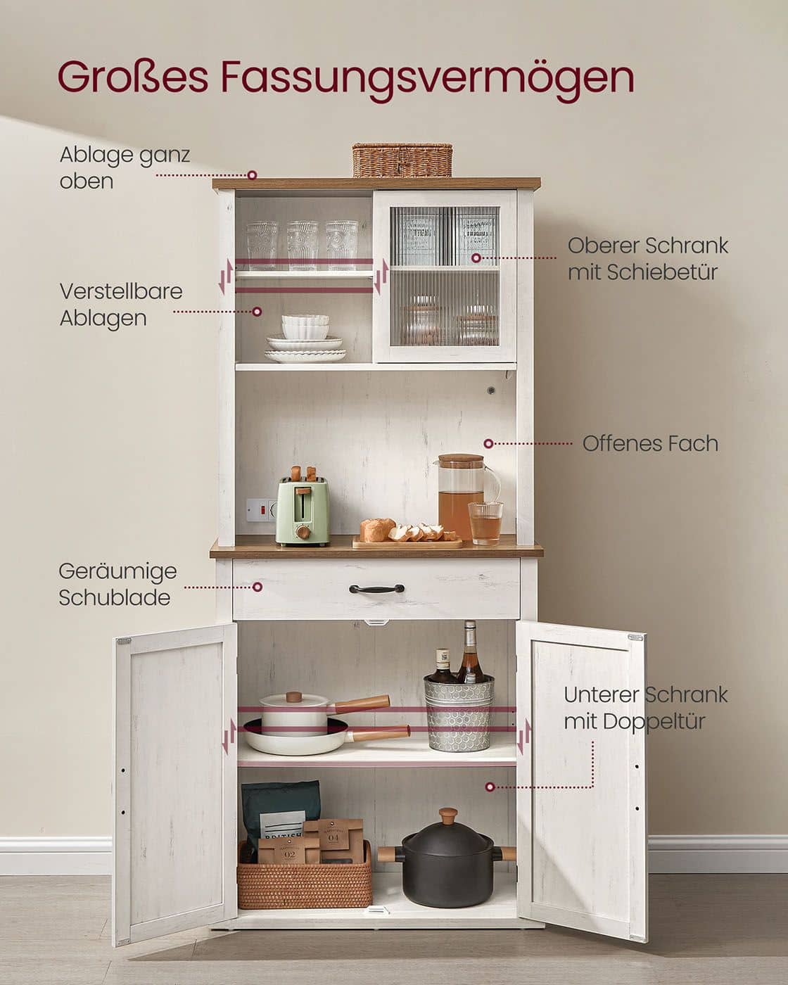 Vintage-Sideboard in Weiß mit Beleuchtung Vintage-Sideboard in Weiß mit Beleuchtung