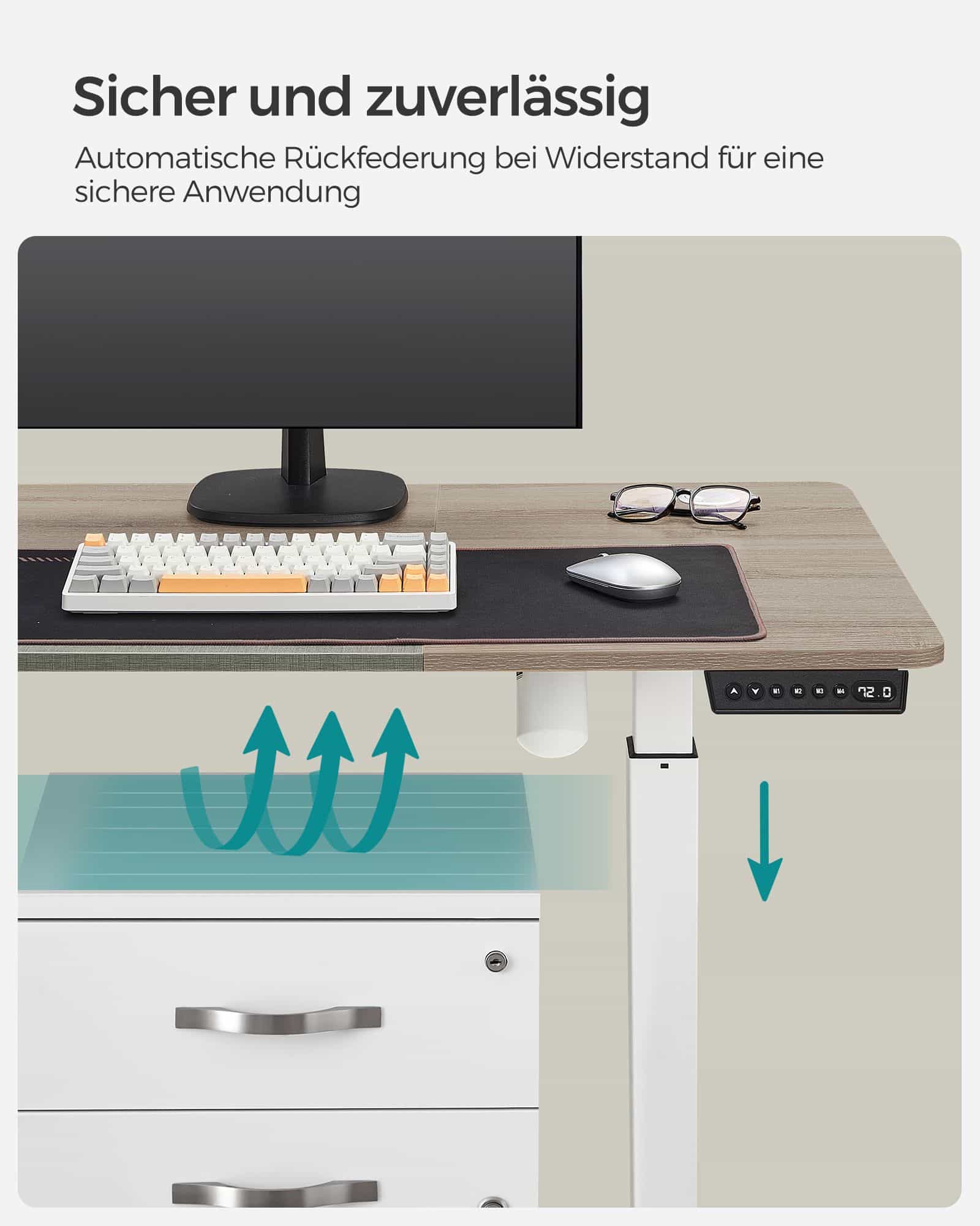Höhenverstellbarer Schreibtisch mit 60 x 140 cm Platte-B34LSD016H01