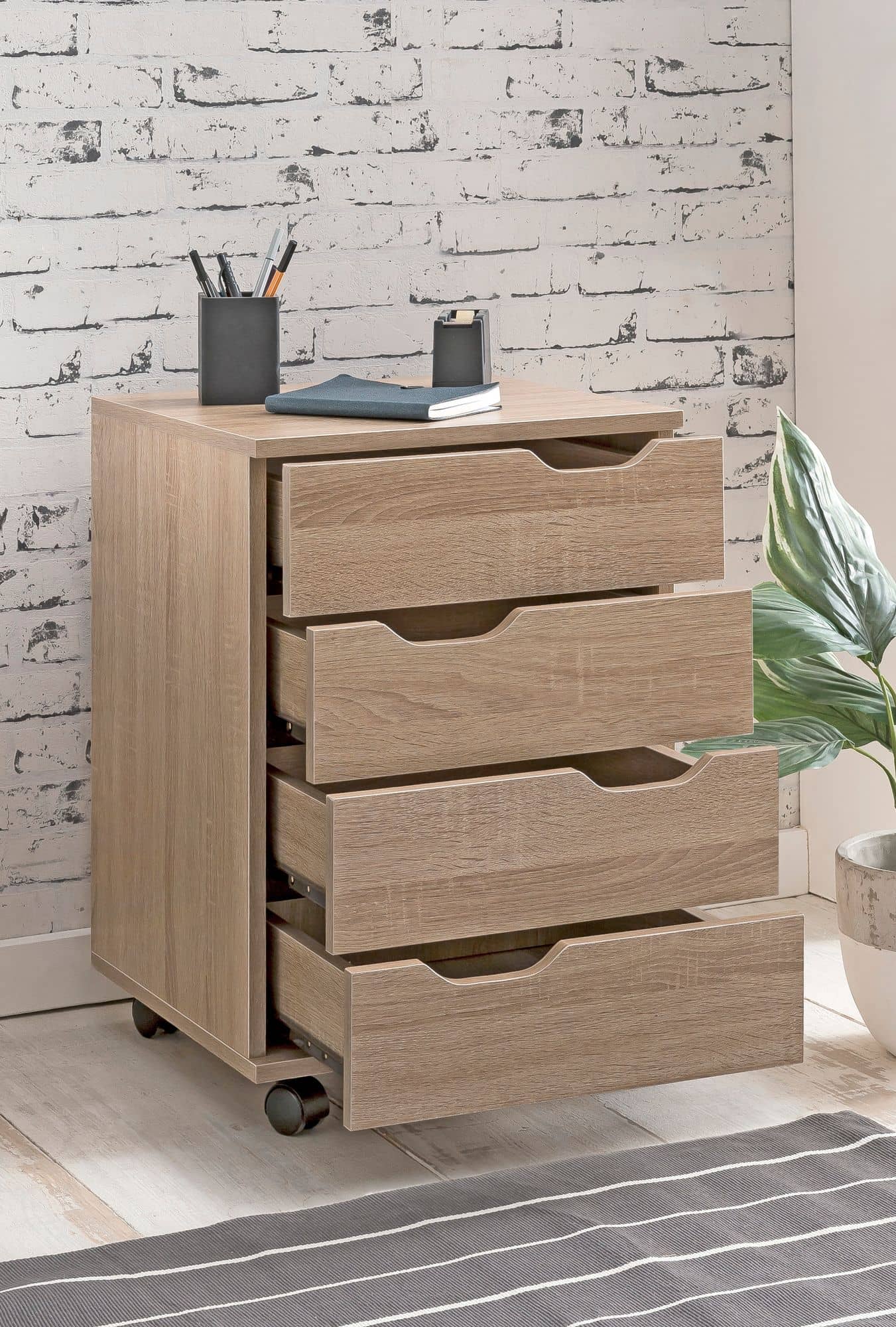 50140-WOHNLING-Rollcontainer-Haruko-40x40x59-cm-s_49689Q5bfclEQq Rollcontainer WL5.931 Sonoma 40x60x40cm Schubladenschrank Büro Container