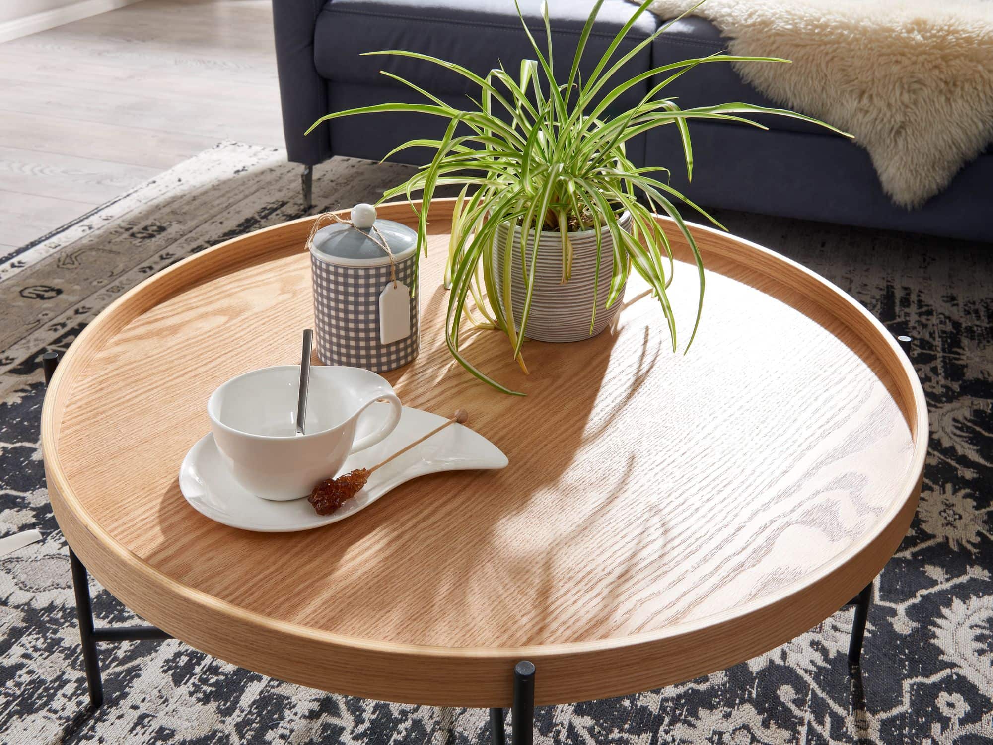 64441-Wohnling-Couchtisch-rund-81x40-cm-WL6-493-WL6-493_5 Couchtisch 78 cm Holz‑Metall – Eiche‑Optik & Industrial Stil