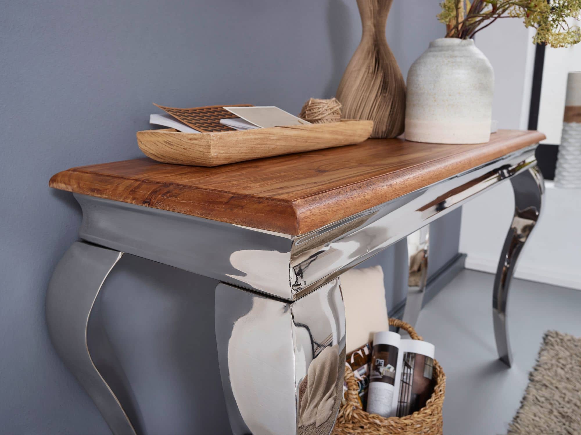 Konsolentisch Sheesham Massivholz / Metall 130x76 Konsolentisch Sheesham Massivholz / Metall 130x76