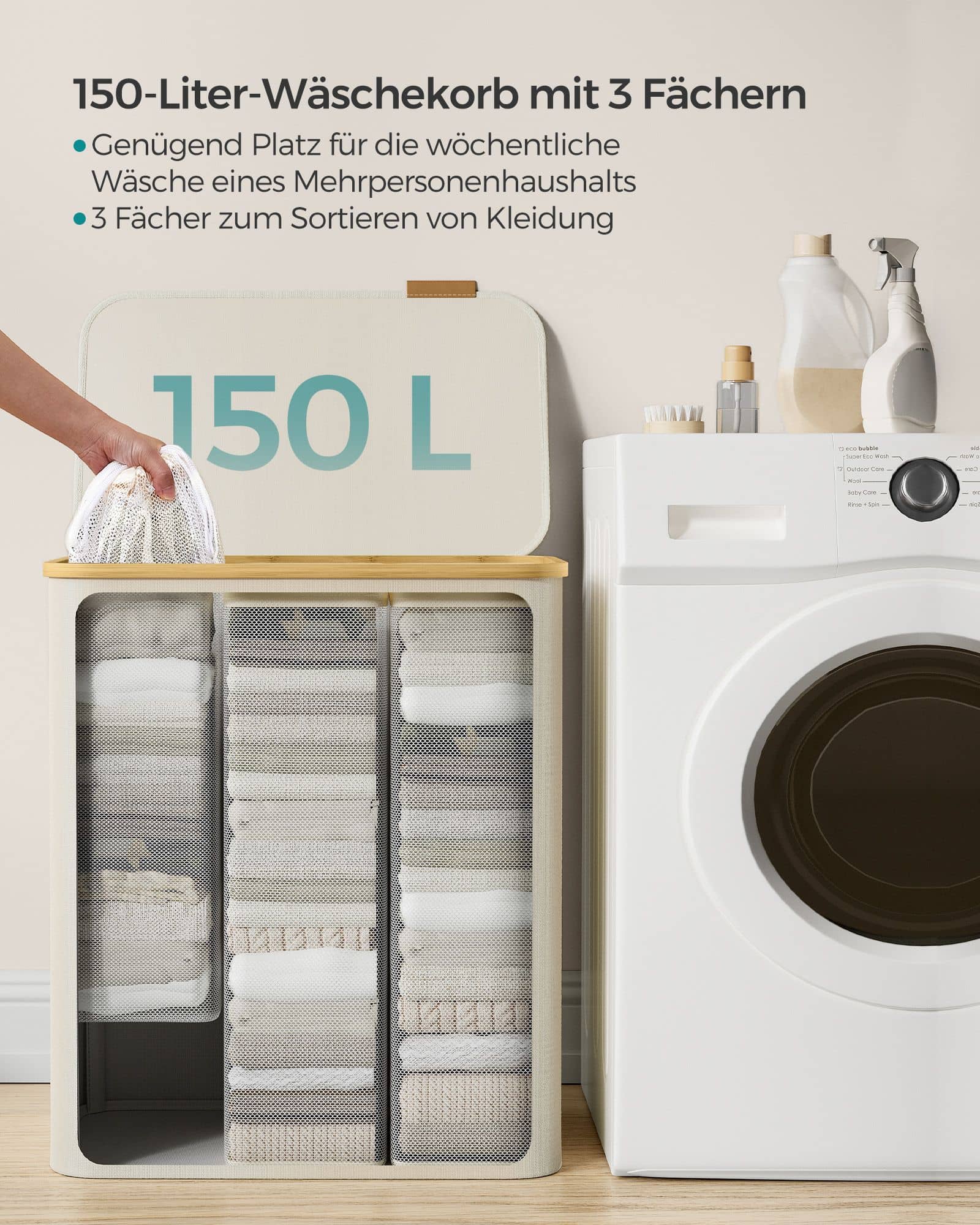 Wäschekorb mit Deckel 150 Liter Wäschekorb mit Deckel 150 Liter