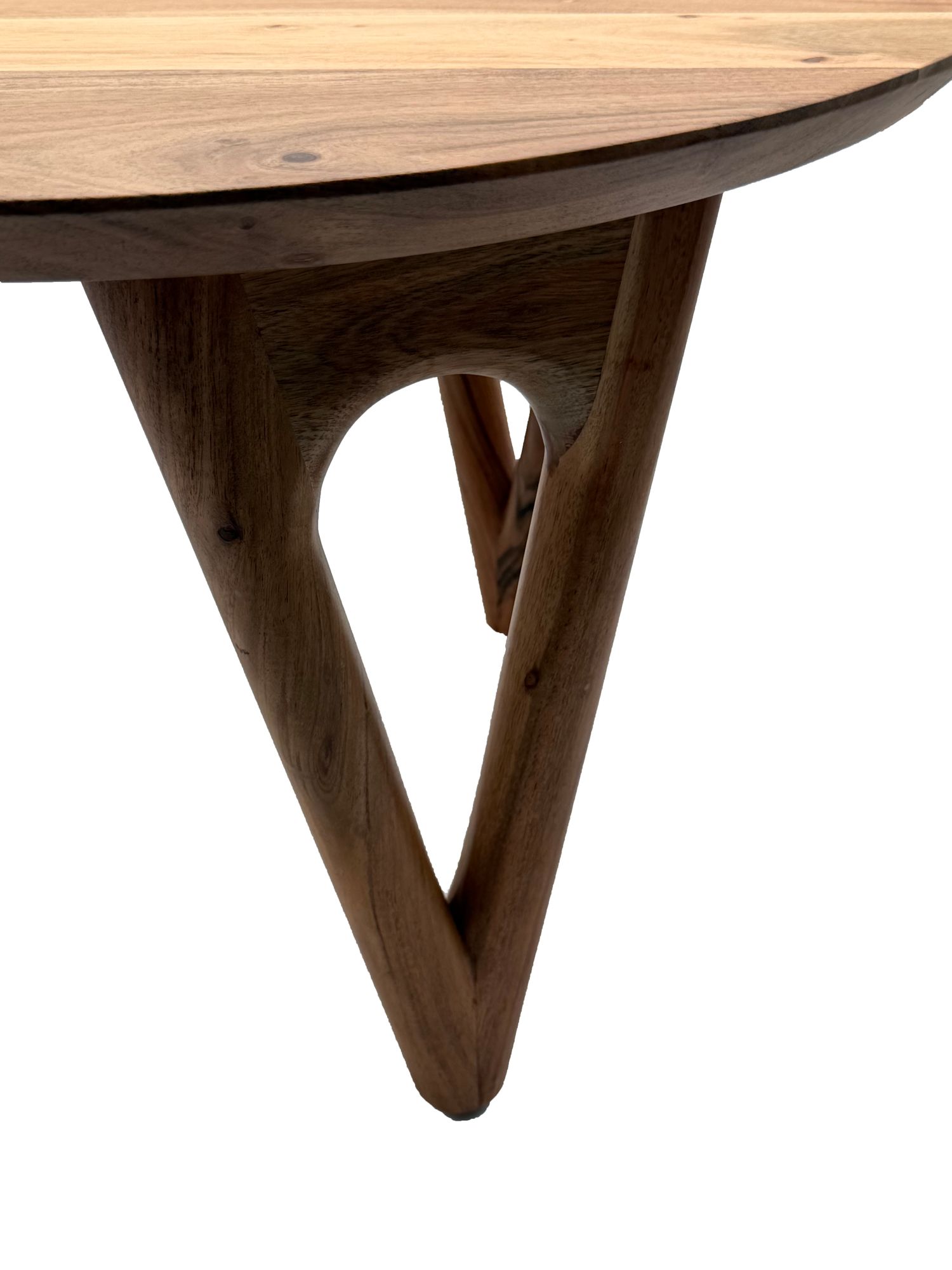 Couchtisch Rund 60 cm Wohnzimmertisch Akazie Massivholz - Sofatisch Holz - Loungetisch Modern - Massiver Design Tisch - Beistelltisch Landhaus Handmade