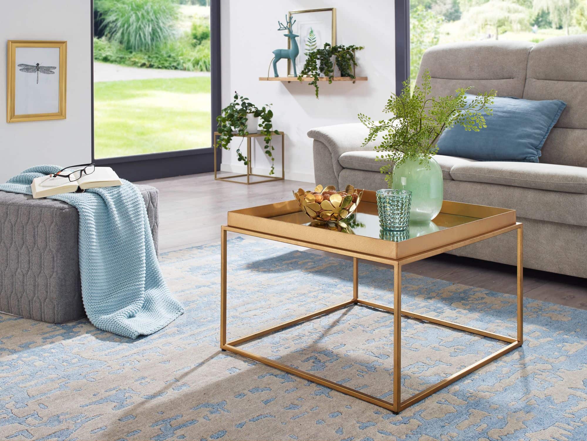 74532-Wohnling-Couchtisch-gold-60x60x35-cm-WL6-694-1 Wohnling Couchtisch 60 × 60 cm – Gold & verspiegeltes Glas