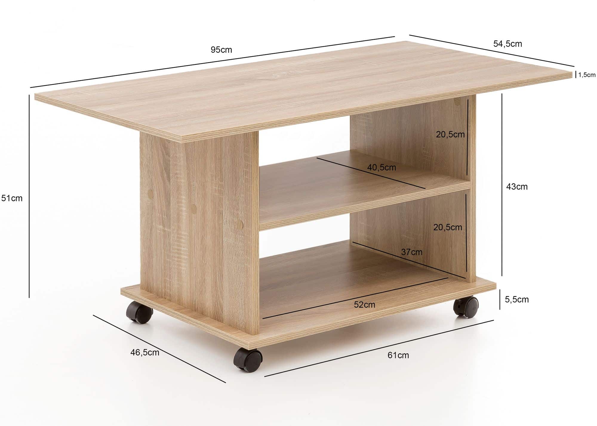 47542-WOHNLING-Couchtisch-MOVE-Sonoma-WL5-739-WL5_3 Design Couchtisch WL5.739 95 x 51 x 54,5 cm Sonoma Drehbar mit Rollen