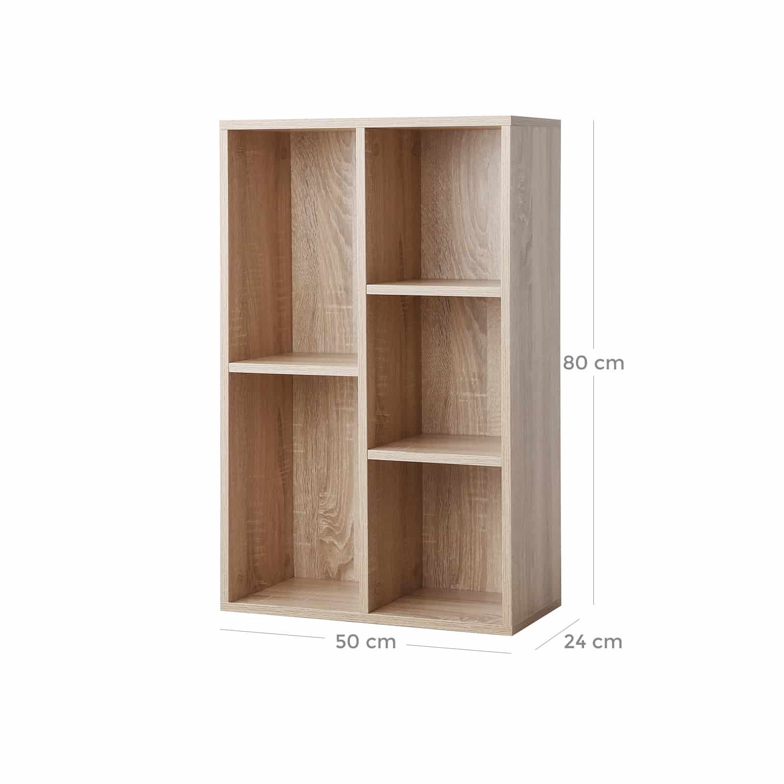 Buecherregal-5-Faecher-Holzoptik-LBC25NL-7bpAkgqNOuak21 Bücherregal mit 5 Fächern Holzoptik