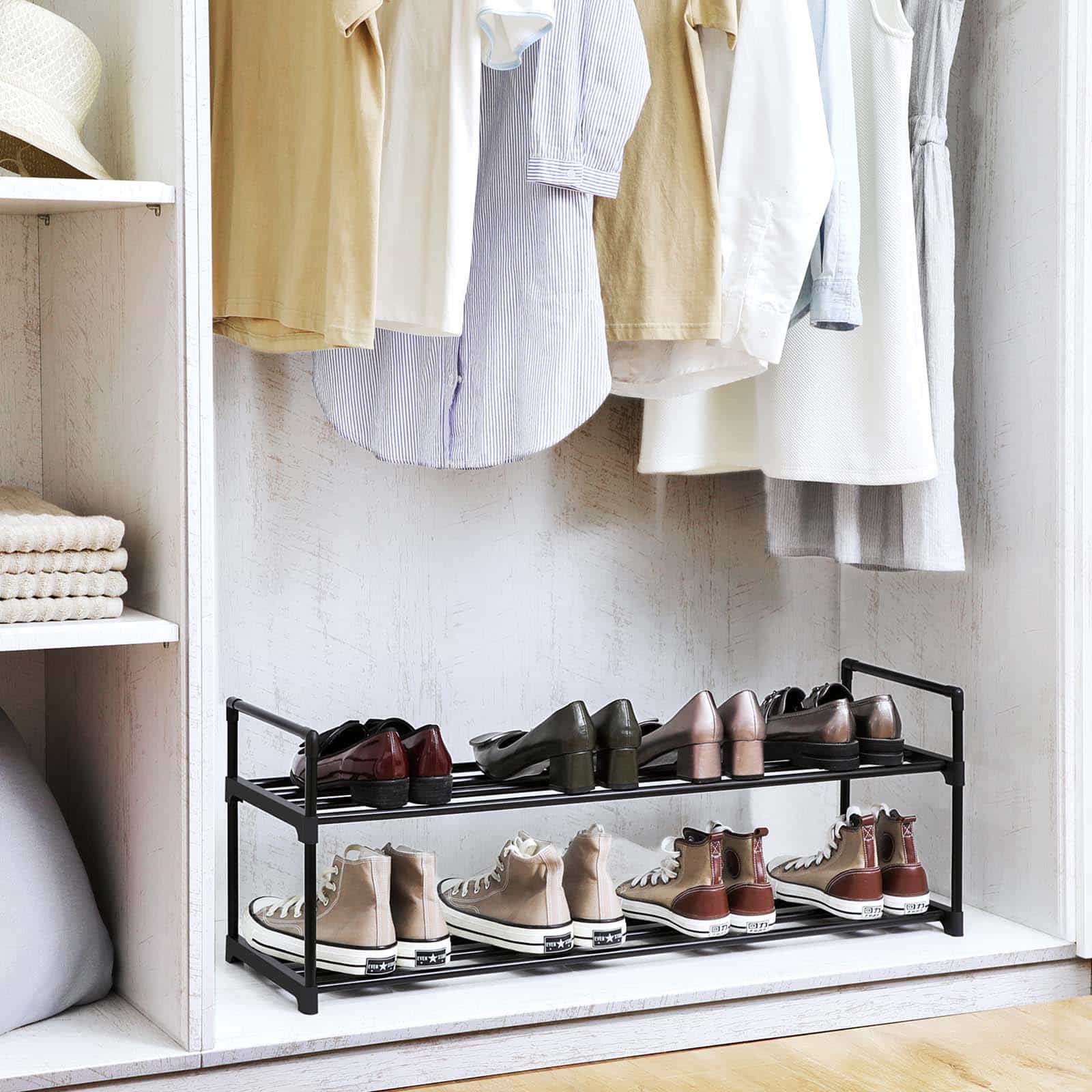 Metallregal für Schuhe 2 Ablagen-B34LSA12BK