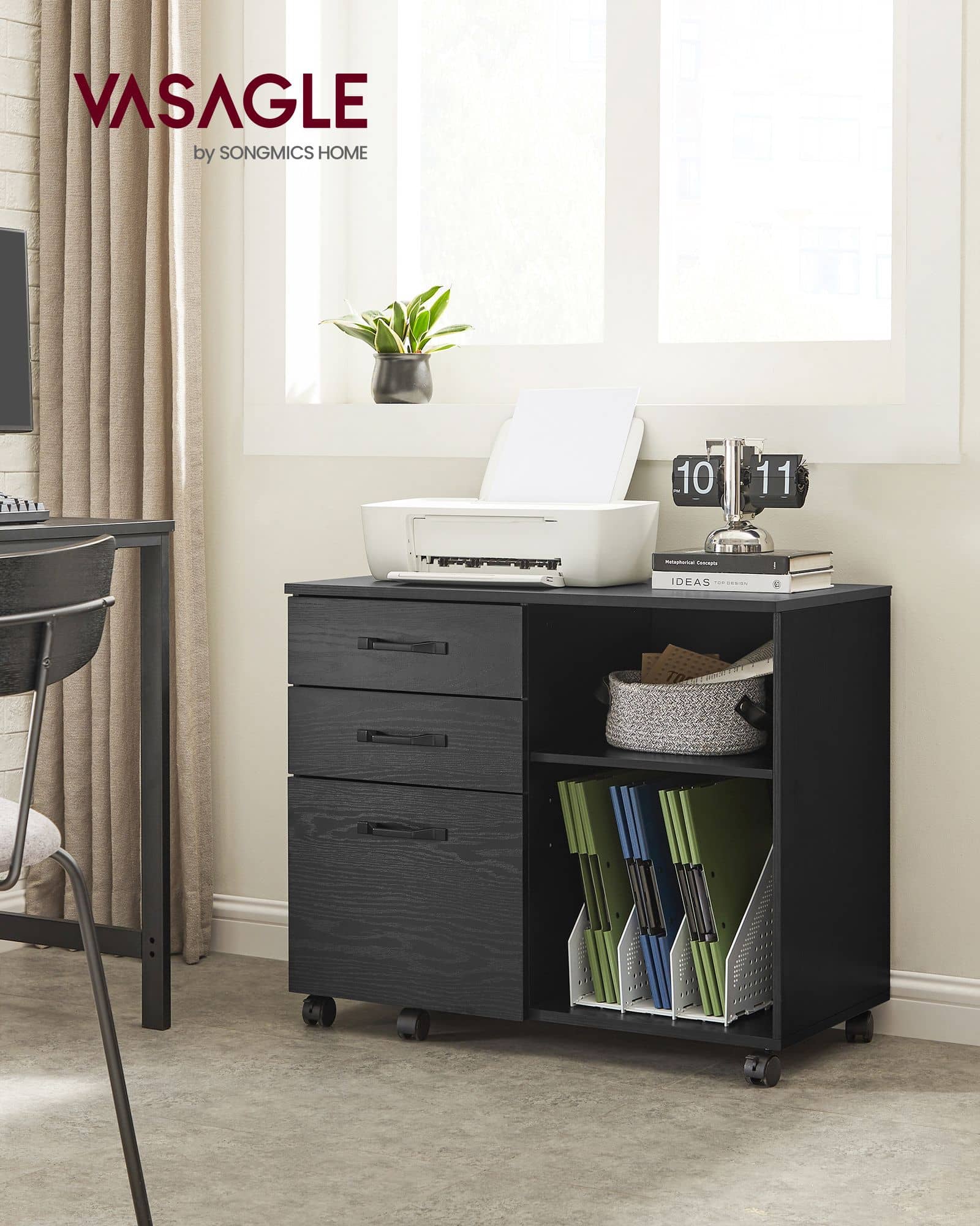 Rollcontainer mit 3 Schubladen und Rollen schwarz-OFC041B56 Rollcontainer mit 3 Schubladen und Rollen schwarz-OFC041B56