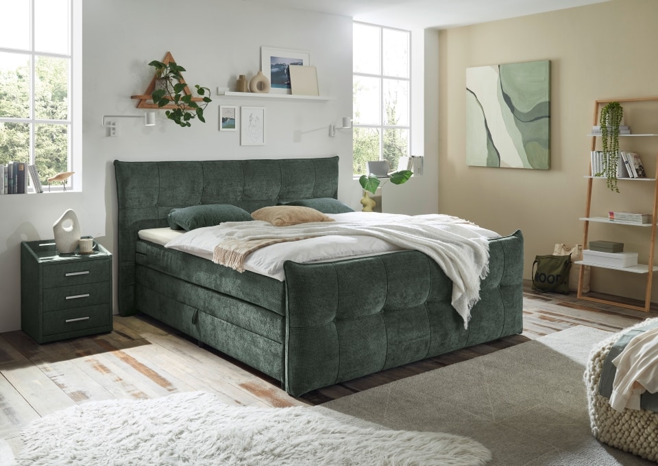 Boxspringbett Gallina 180x200 cm mit Bettkasten Winter Moos Gel-Topper – Ed Exciting Design
