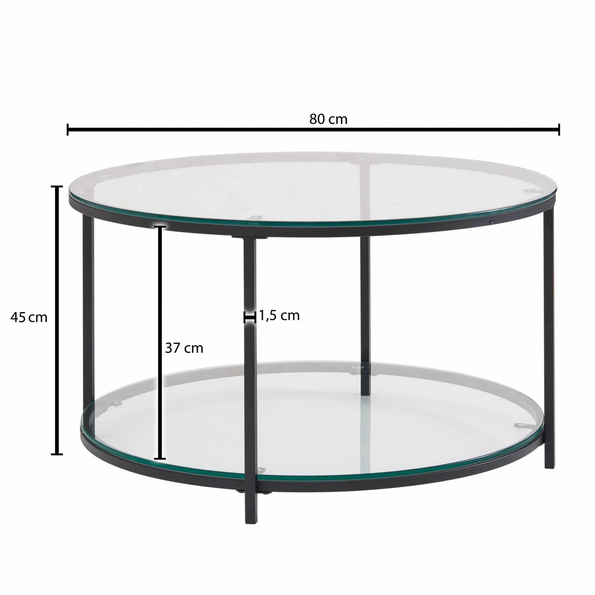 Couchtisch 80x80x45 cm Glas / Metall Wohnzimmertisch Rund Modern Couchtisch 80x80x45 cm Glas / Metall Wohnzimmertisch Rund Modern