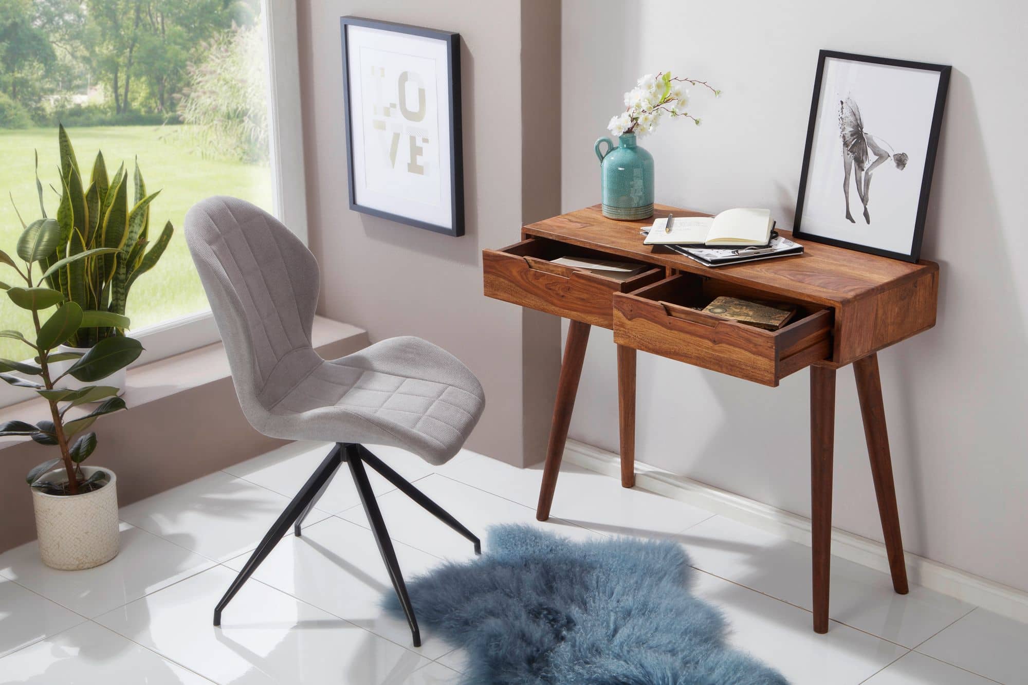 Konsolentisch WL5.577 90x76x36cm Sheesham Massivholz mit Schubladen Konsolentisch WL5.577 90x76x36cm Sheesham Massivholz mit Schubladen