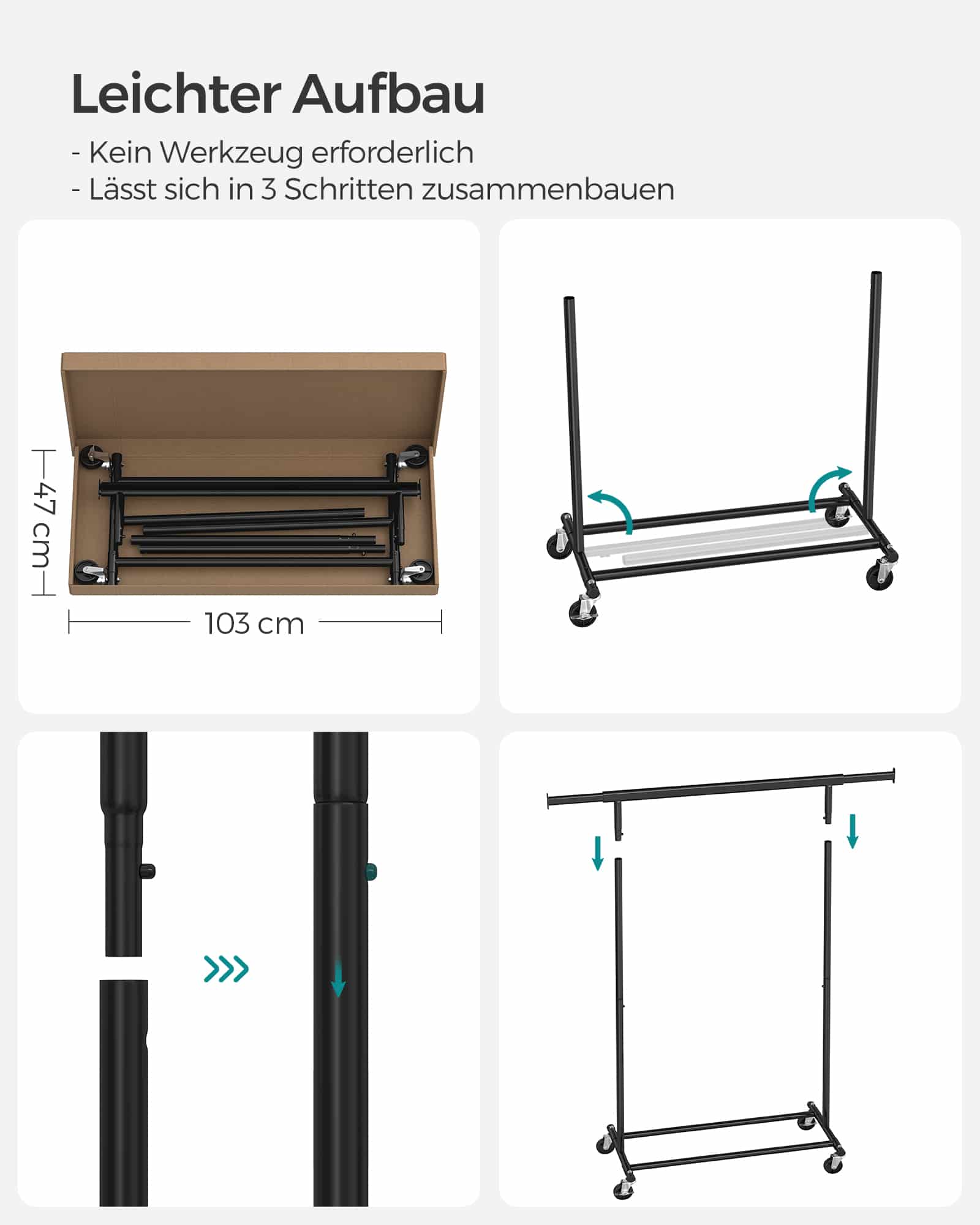 Industriestil Kleiderständer mit Rollen-B34HSR13BKV1 Industriestil Kleiderständer mit Rollen-B34HSR13BKV1