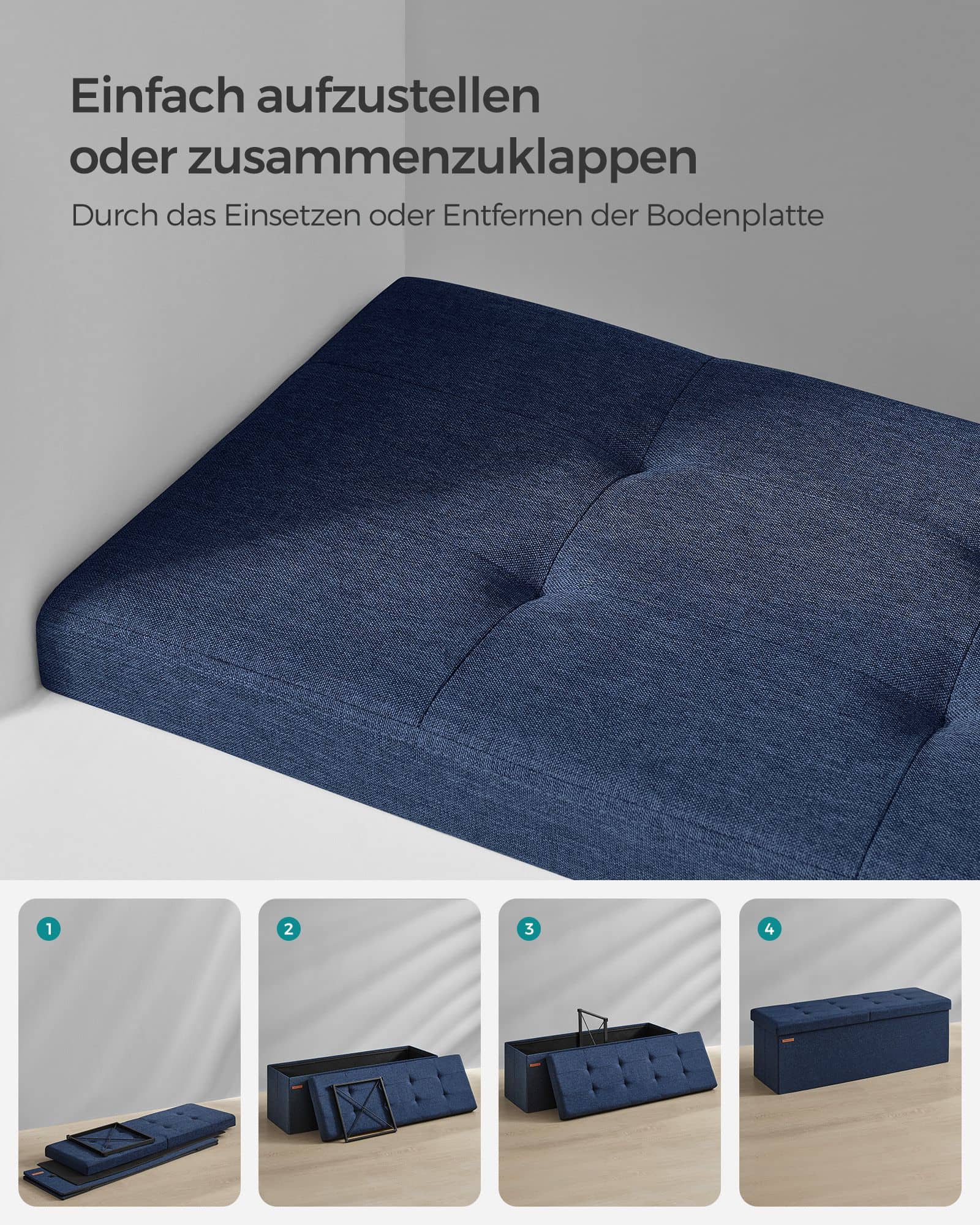 Sitzbank mit Stauraum 38 x 110 x 38 cm mitternachtsblau Sitzbank mit Stauraum 38 x 110 x 38 cm mitternachtsblau