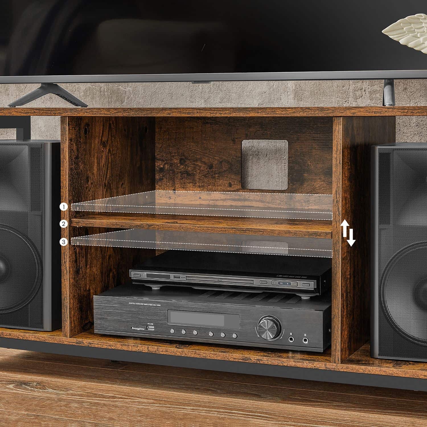 TV-Schrank mit offenen Fächern 40 x 120 x 50 cm vintagebraun-schwarz TV-Schrank mit offenen Fächern 40 x 120 x 50 cm vintagebraun-schwarz