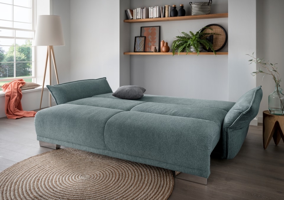 Benformato_Pera_4FAFBK_9758_ZK_9751-3 Elegantes Big Sofa 'Pera' in erfrischendem Mint mit vielseitiger Nutzung