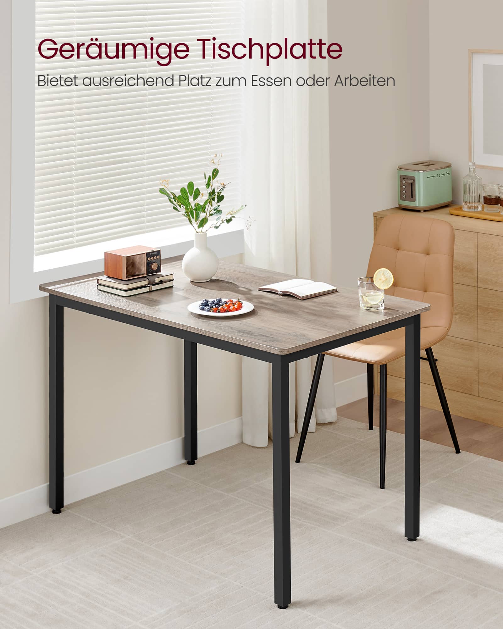 Esstisch 70 x 110 x 77 cm greige meliert-mattschwarz Esstisch 70 x 110 x 77 cm greige meliert-mattschwarz